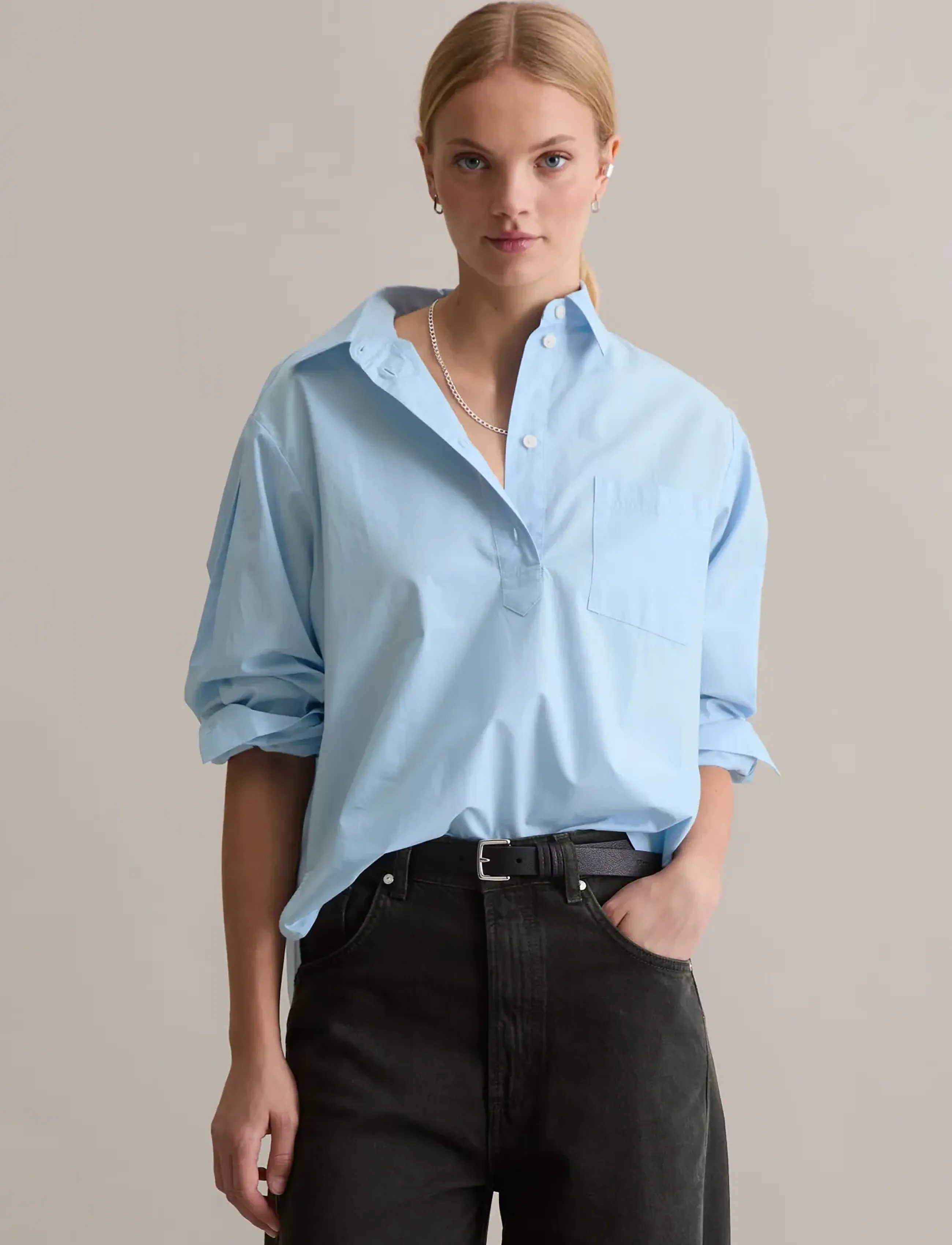 Marc O'Polo Woven Blouses Longsleeve, XXL, Blue, Bluser > Langærmede, Dame