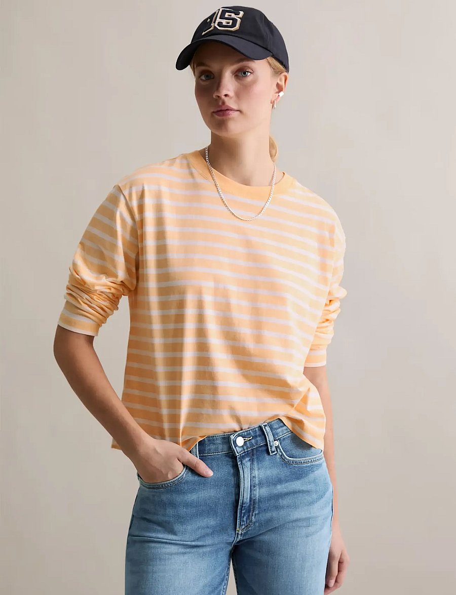 Marc O'Polo - Jersey T-Shirts Longsleeve - langärmlige tops - light orange_multi_02 - 0