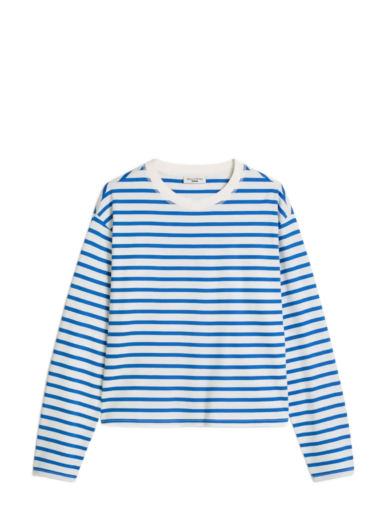 Marc O'Polo Jersey T-Shirts Longsleeve - T-shirts & Toppe - OFFWHITE_MULTI_03 / blue