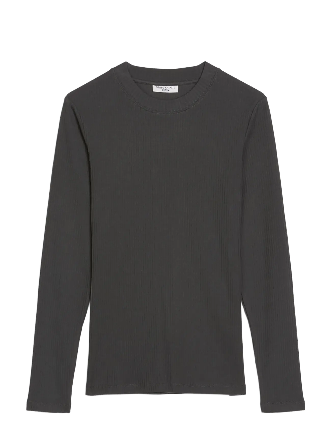 Marc O'Polo T-Shirt, LSL, Crewneck, Rib, Slim Fit - T-Shirts & Tops - LIGHT GRAPHITE / grey