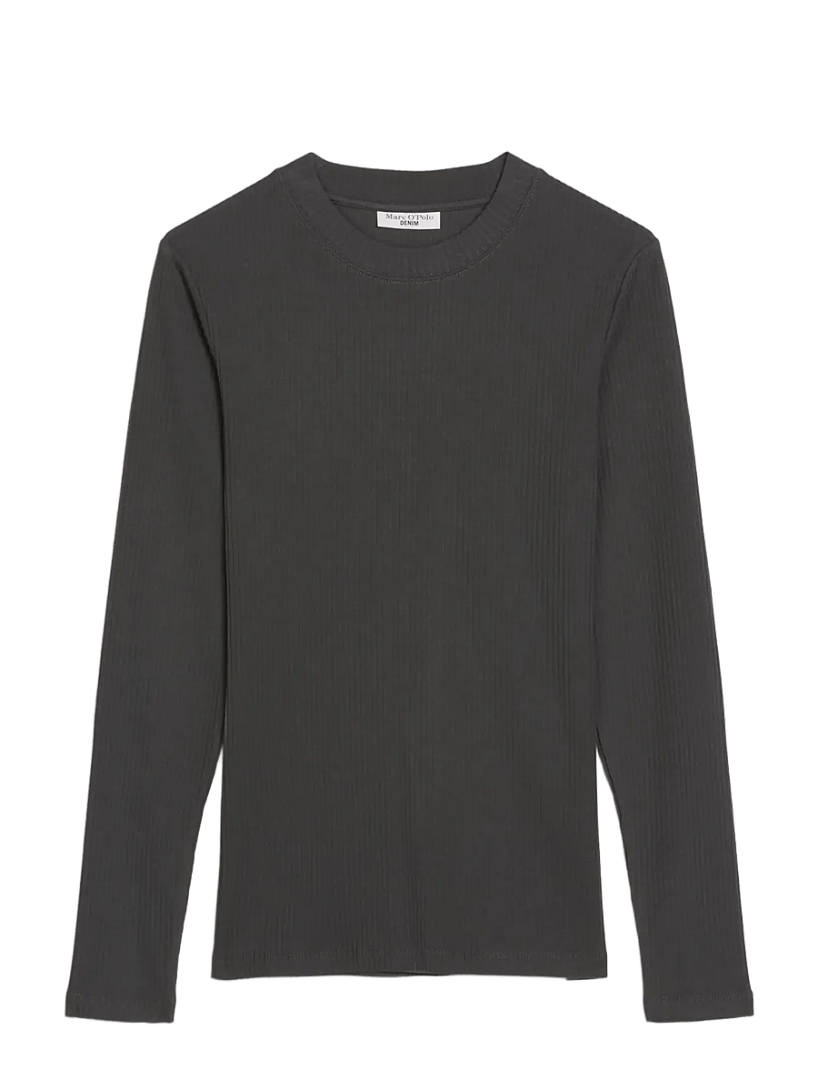 Marc O'Polo - T-Shirt, LSL, Crewneck, Rib, Slim Fit - langärmlige tops - light graphite - 0