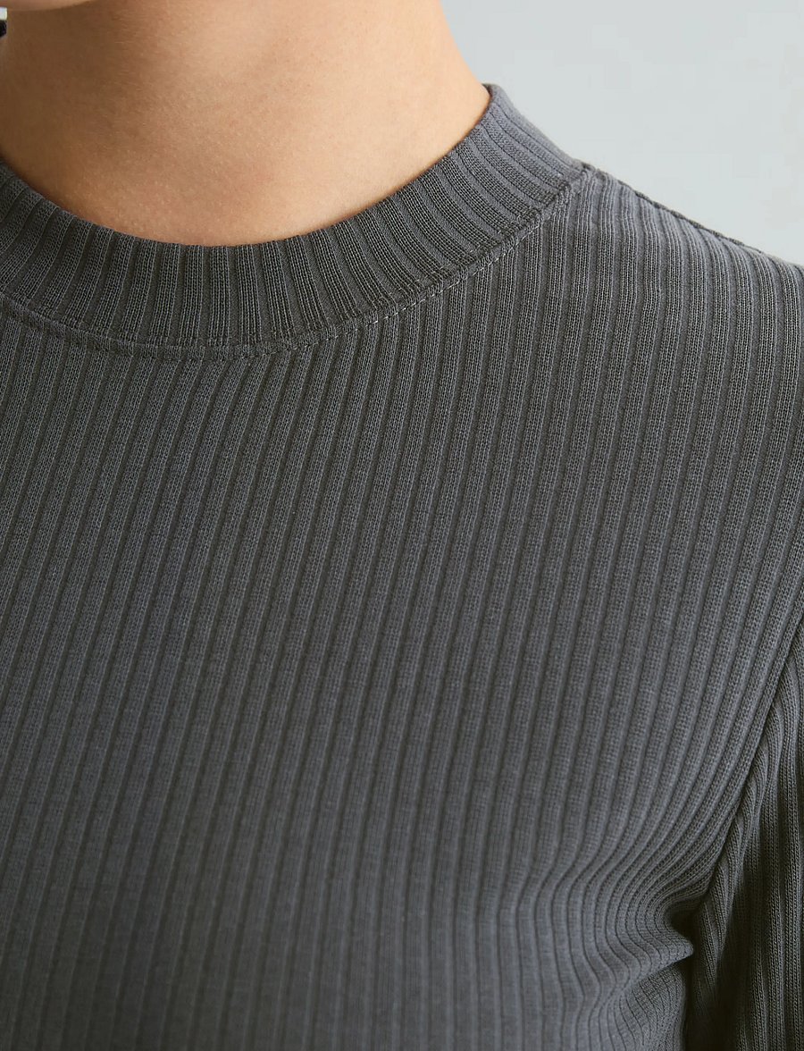 Marc O'Polo - T-Shirt, LSL, Crewneck, Rib, Slim Fit - långärmade toppar - light graphite - 3