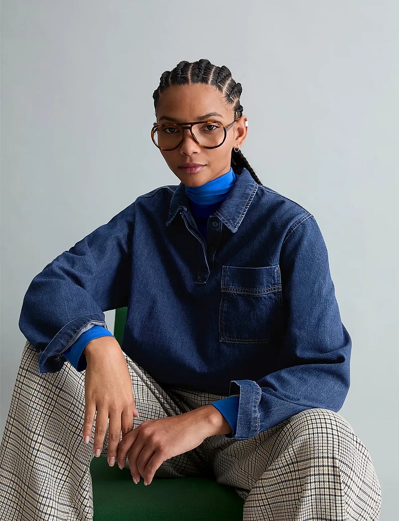 Marc O'Polo - Denim Blouses Longsleeve - denimskjorter - dark blue_multi_46 - 0