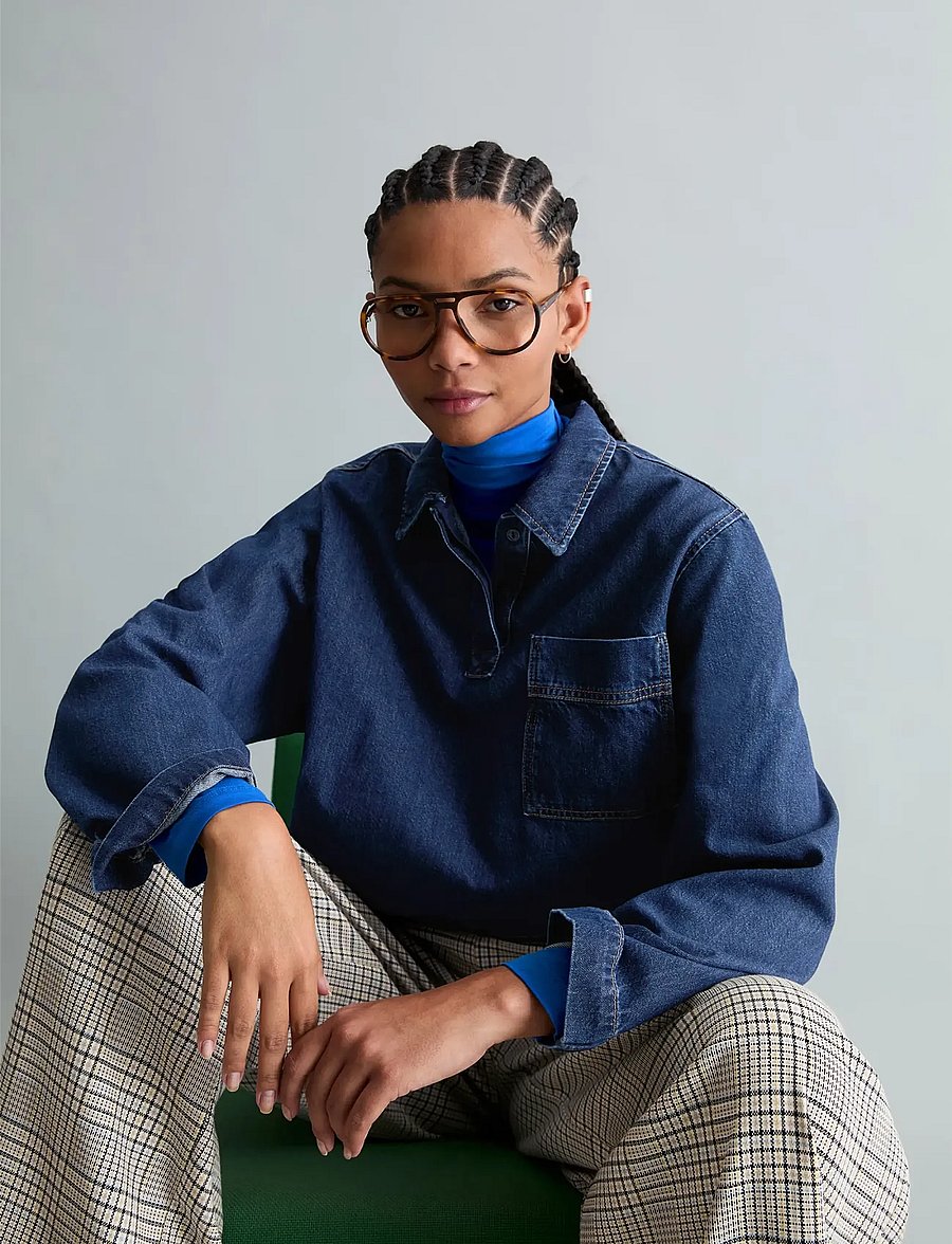 Marc O'Polo - Denim Blouses Longsleeve - jeanshemden - dark blue_multi_46 - 0