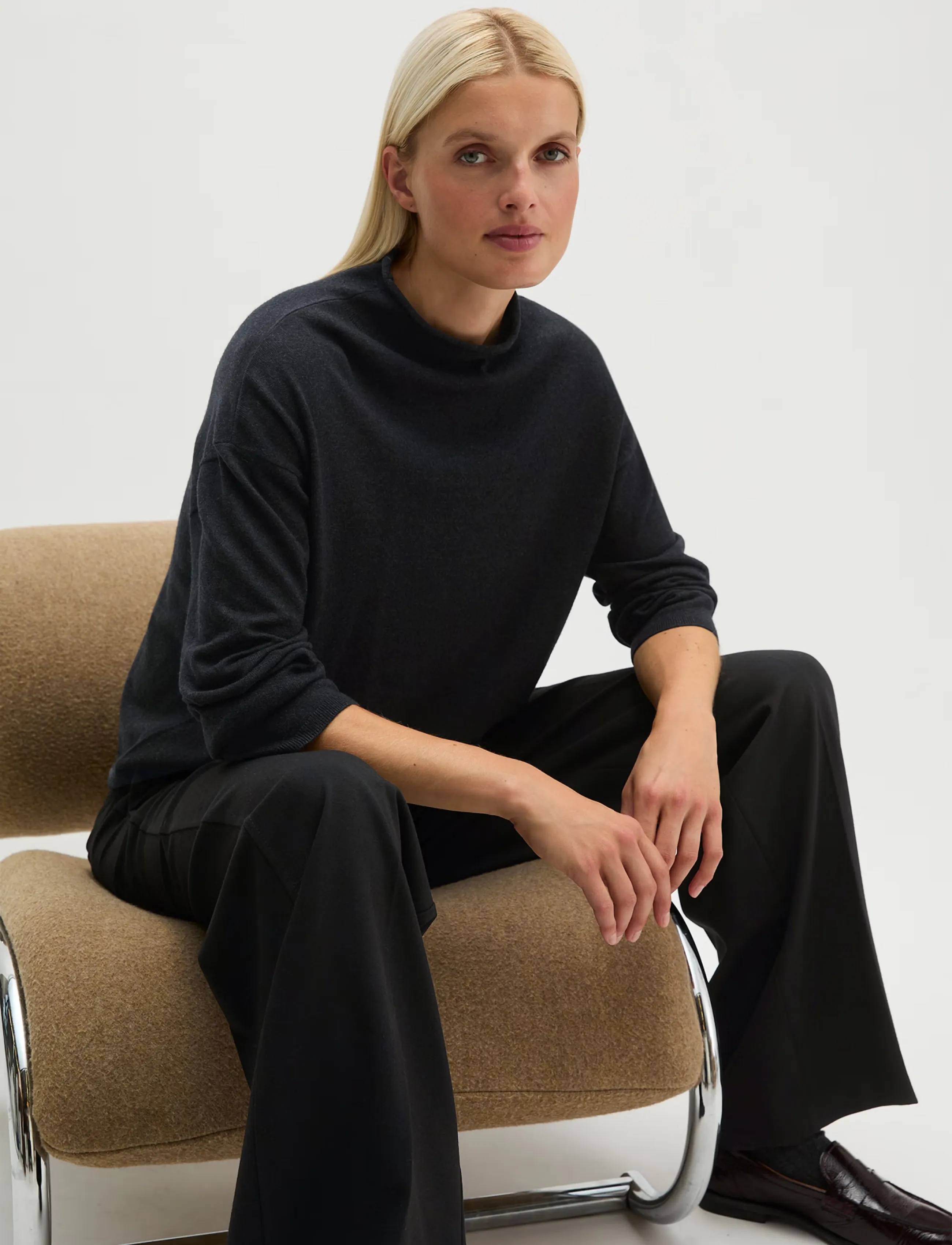 Marc O'Polo - Pullovers, LSL, Stand-Up Collar - coal grey melange - 0
