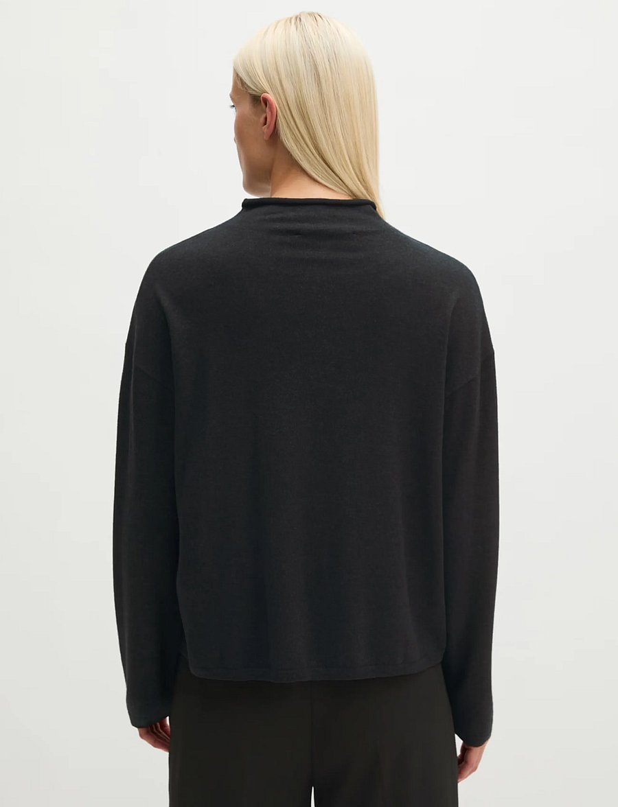 Marc O'Polo - Pullovers, LSL, Stand-Up Collar - coal grey melange - 2