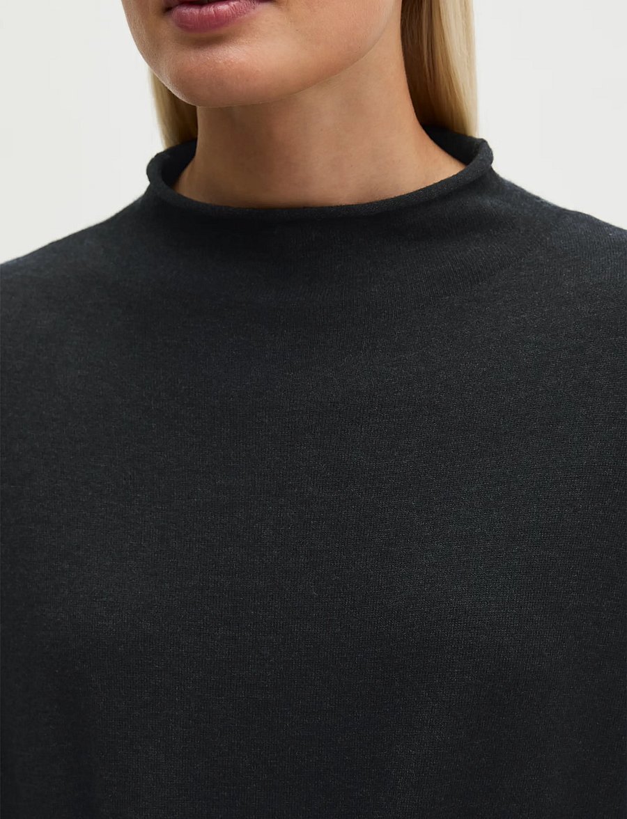 Marc O'Polo - Pullovers, LSL, Stand-Up Collar - coal grey melange - 3