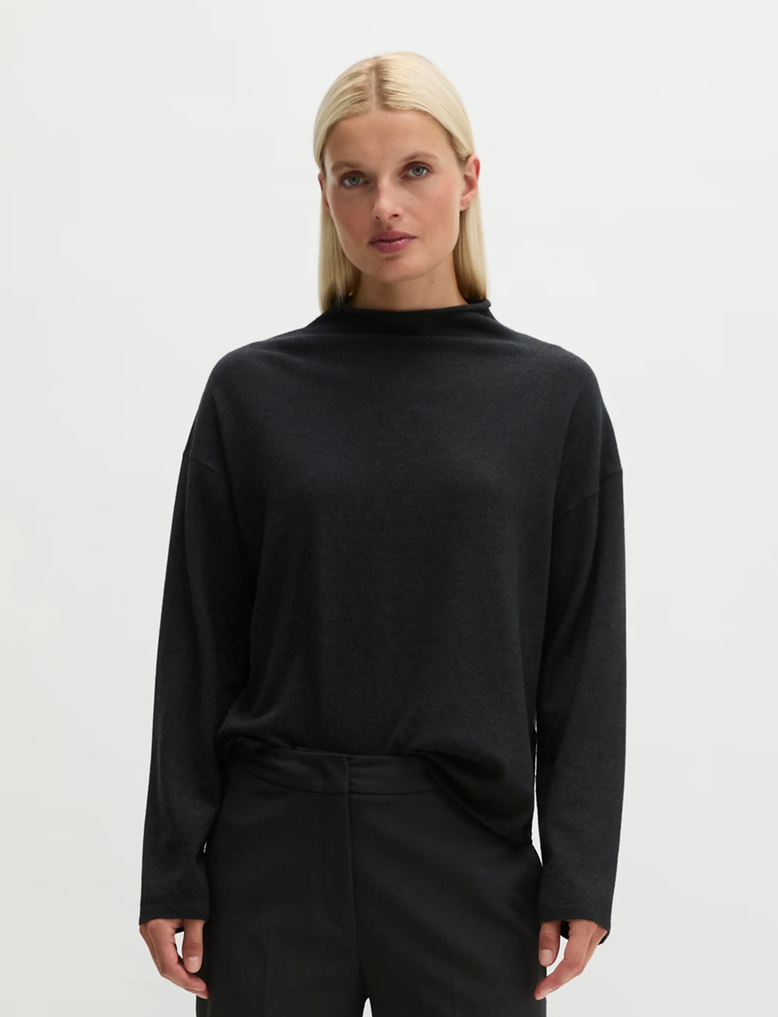 Marc O'Polo - Pullovers, LSL, Stand-Up Collar - coal grey melange - 5