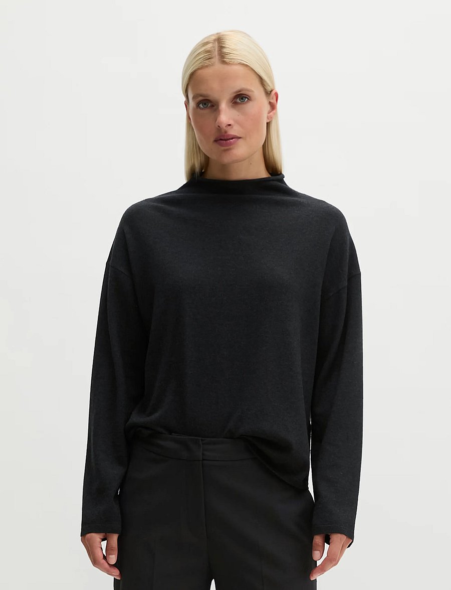 Marc O'Polo - Pullovers, LSL, Stand-Up Collar - coal grey melange - 5