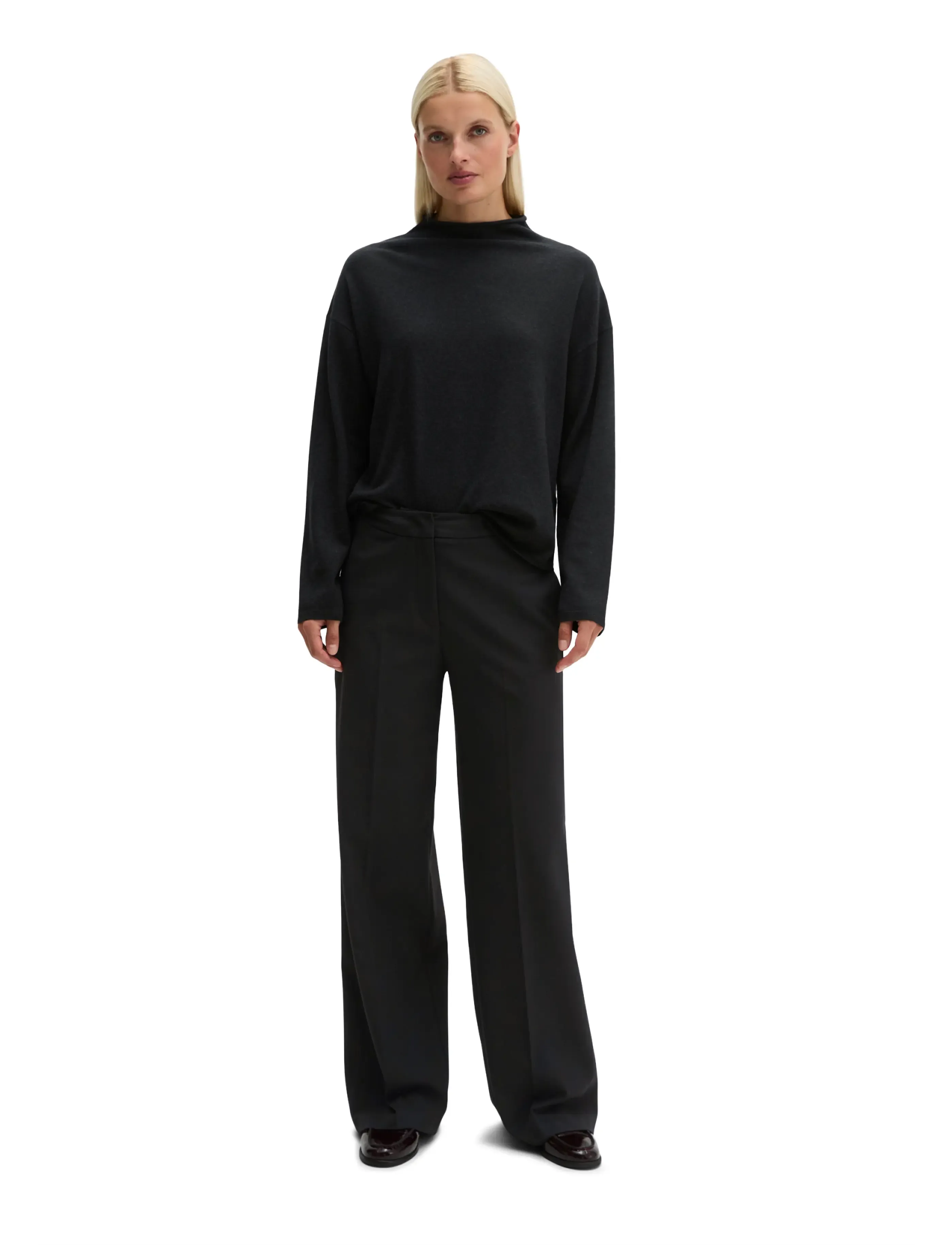 Marc O'Polo Pullovers, LSL, Stand-Up Collar - Fødselsdag - COAL GREY MELANGE / grey