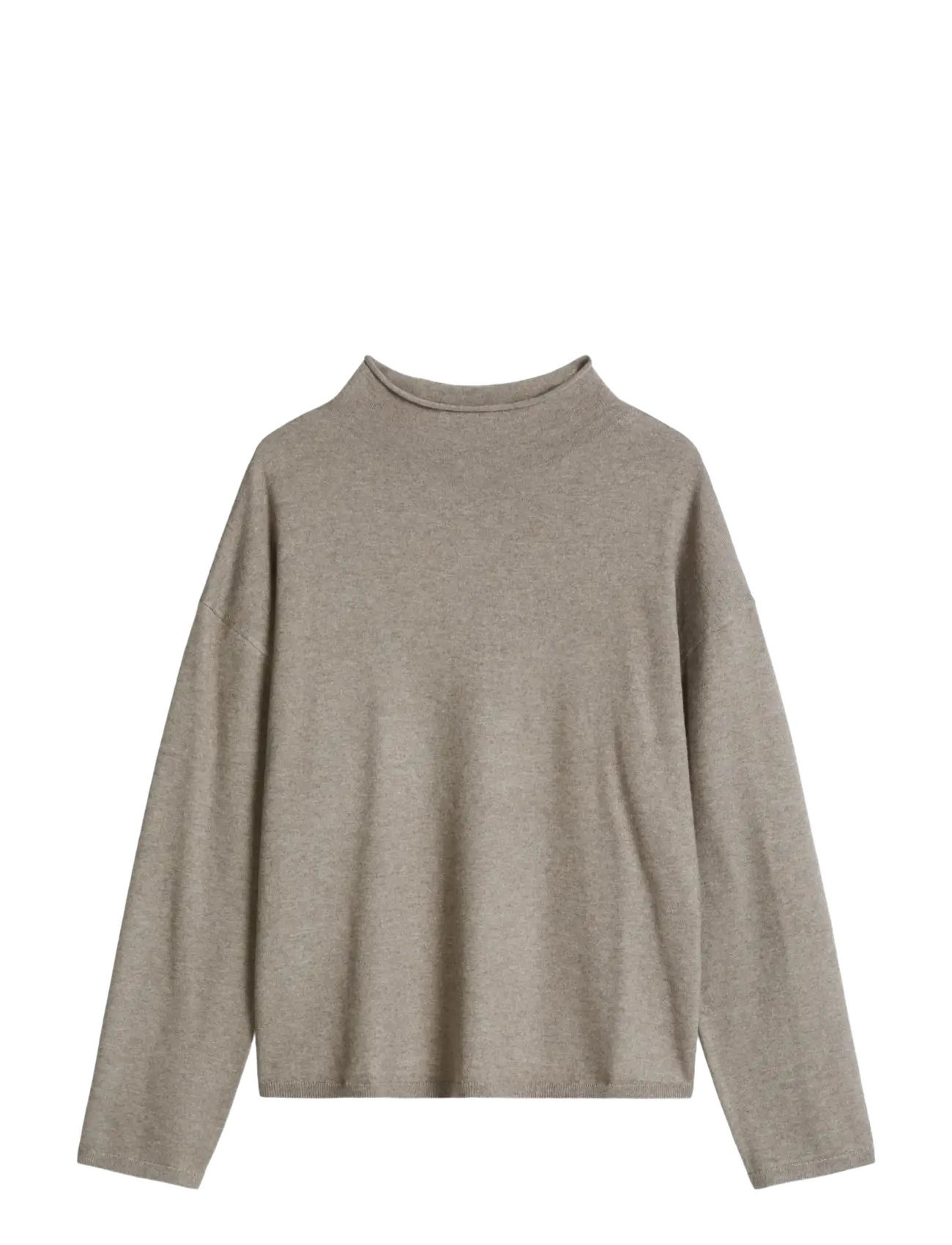 Marc O'Polo Pullovers, LSL, Stand-Up Collar - Clothing - STONE TAUPE MELANGE / beige