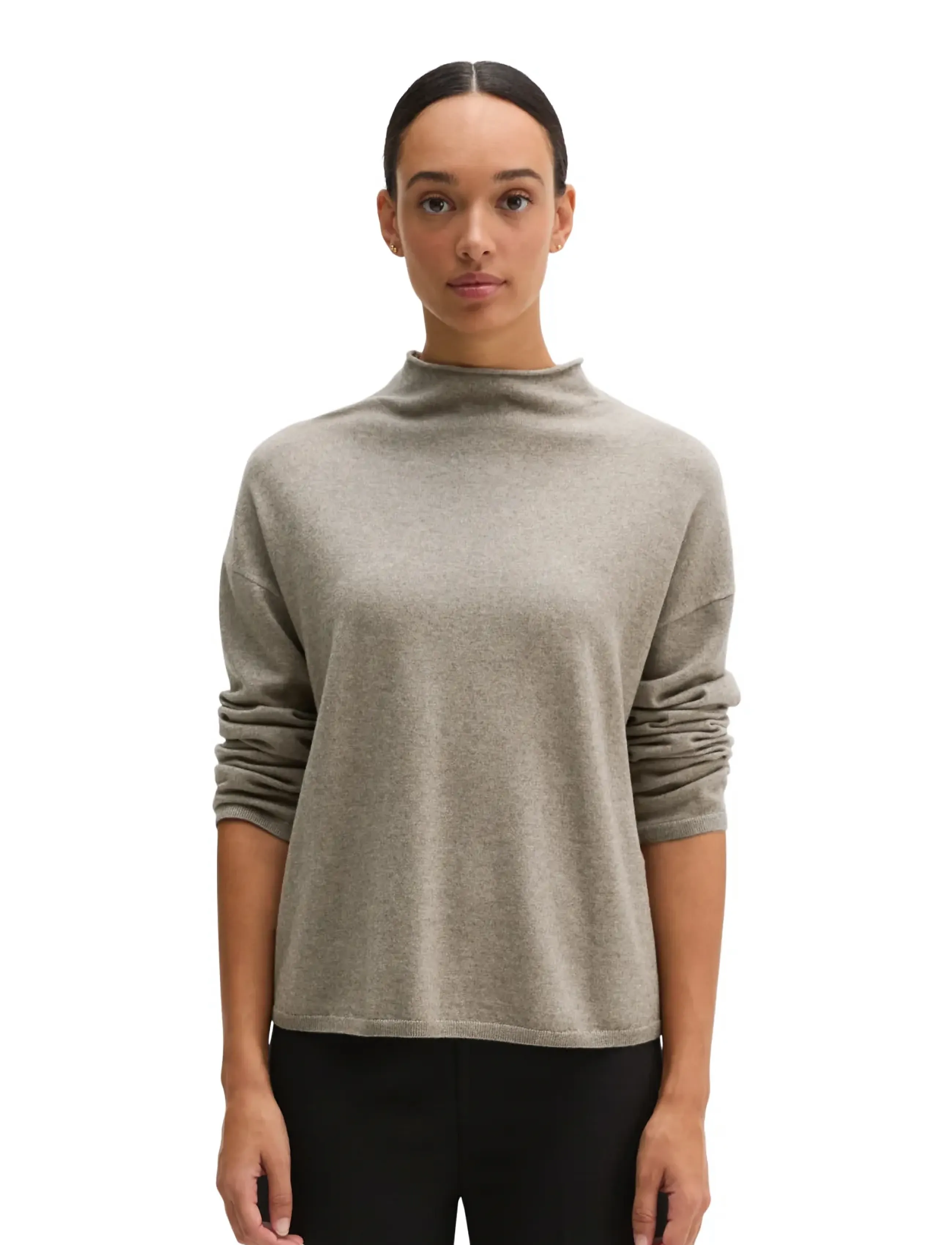 Marc O'Polo - Pullovers, LSL, Stand-Up Collar - stone taupe melange - 0