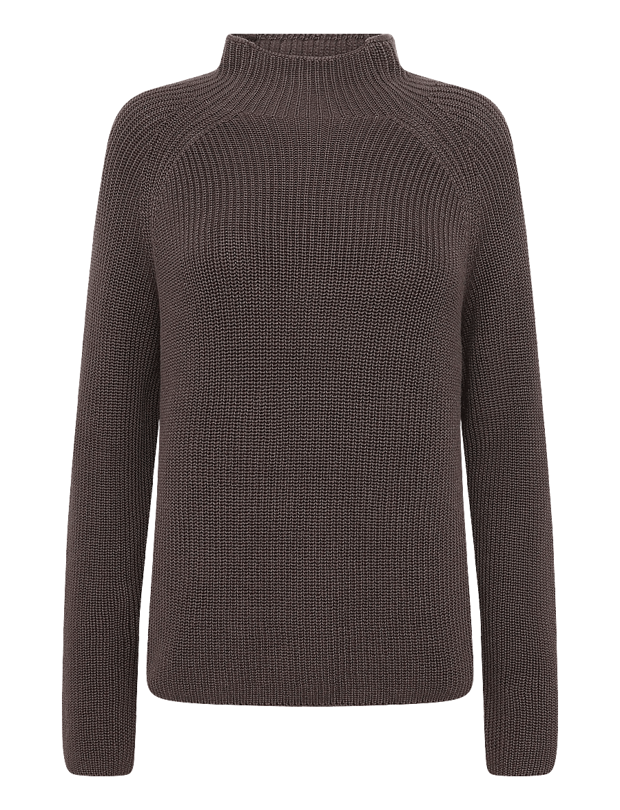 Marc O'Polo - Pullovers, LSL, Stand-Up Collar - stickade tröjor - burnt coffee - 1