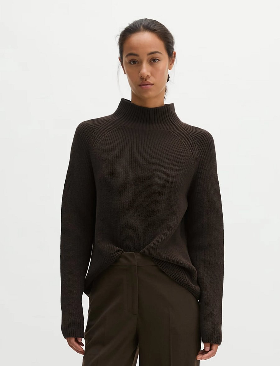 Marc O'Polo - Pullovers, LSL, Stand-Up Collar - striktrøjer - burnt coffee - 0