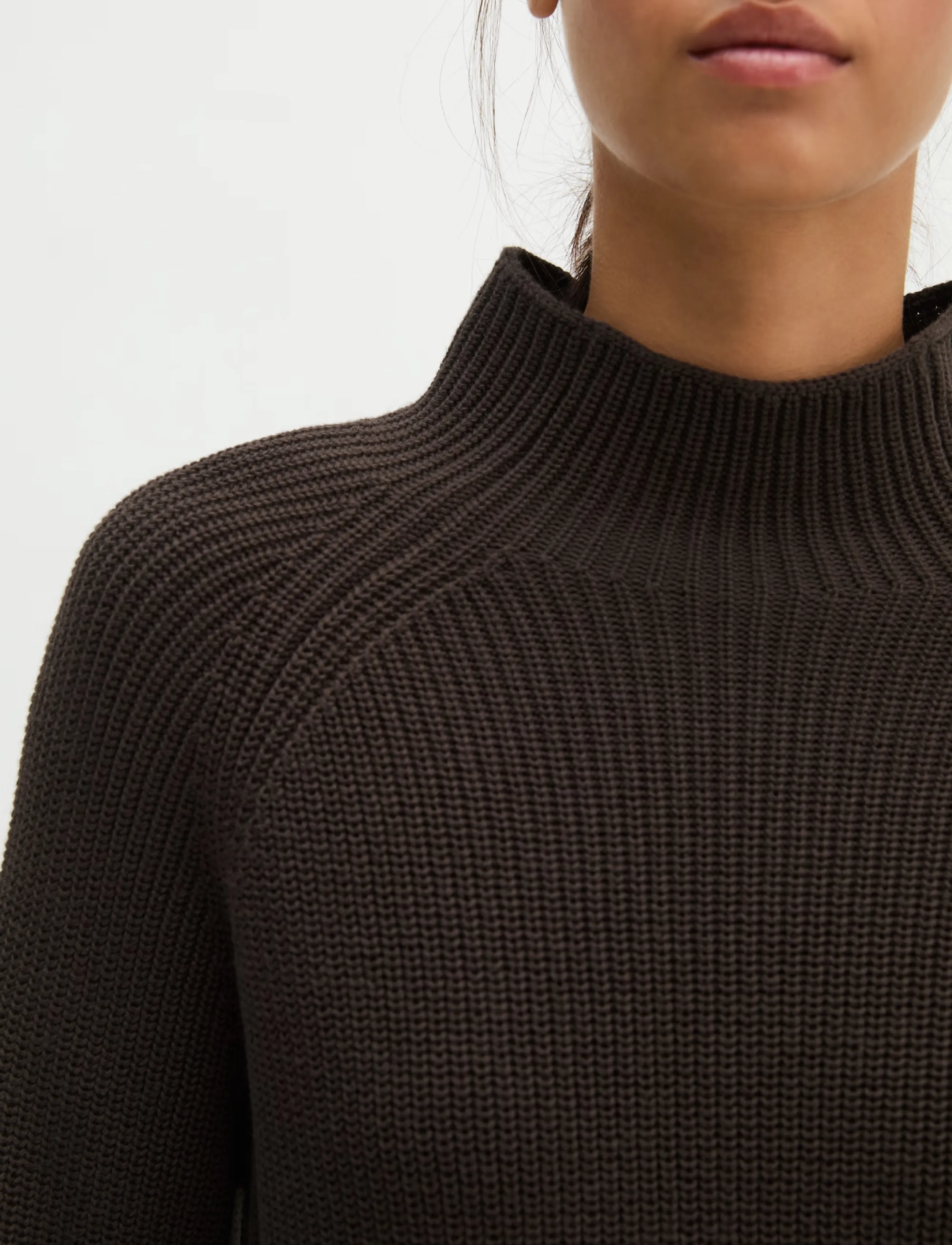 Marc O'Polo - Pullovers, LSL, Stand-Up Collar - striktrøjer - burnt coffee - 3