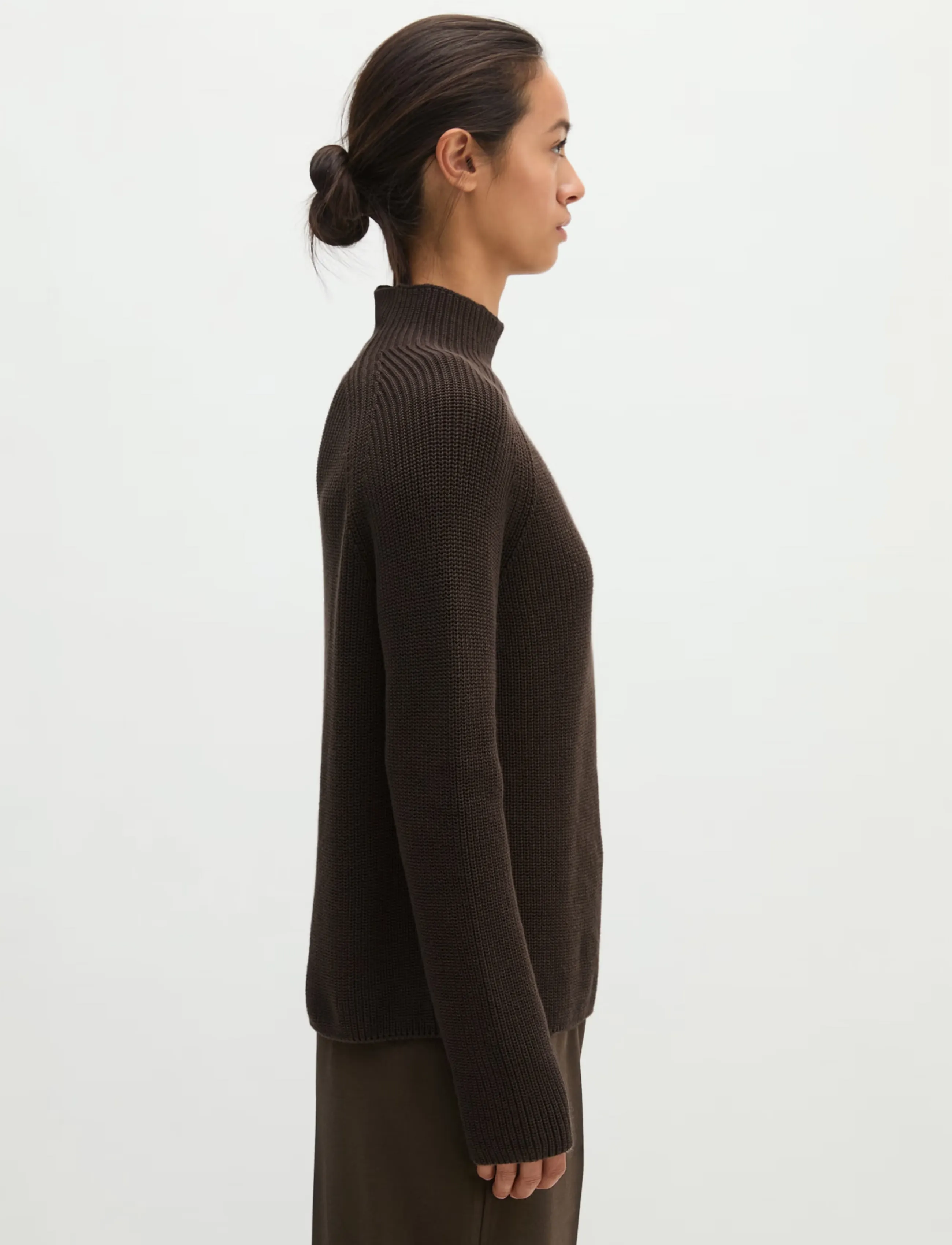 Marc O'Polo - Pullovers, LSL, Stand-Up Collar - striktrøjer - burnt coffee - 4
