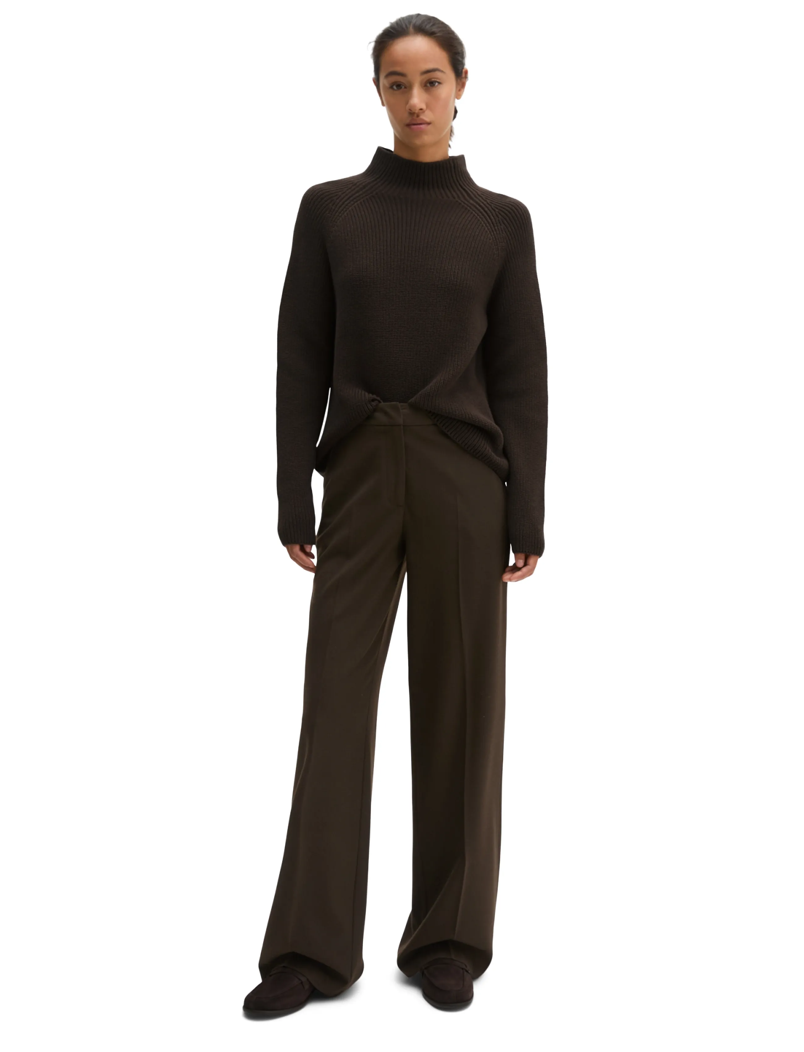 Marc O'Polo Pullovers, LSL, Stand-Up Collar - Fødselsdag - BURNT COFFEE / brown