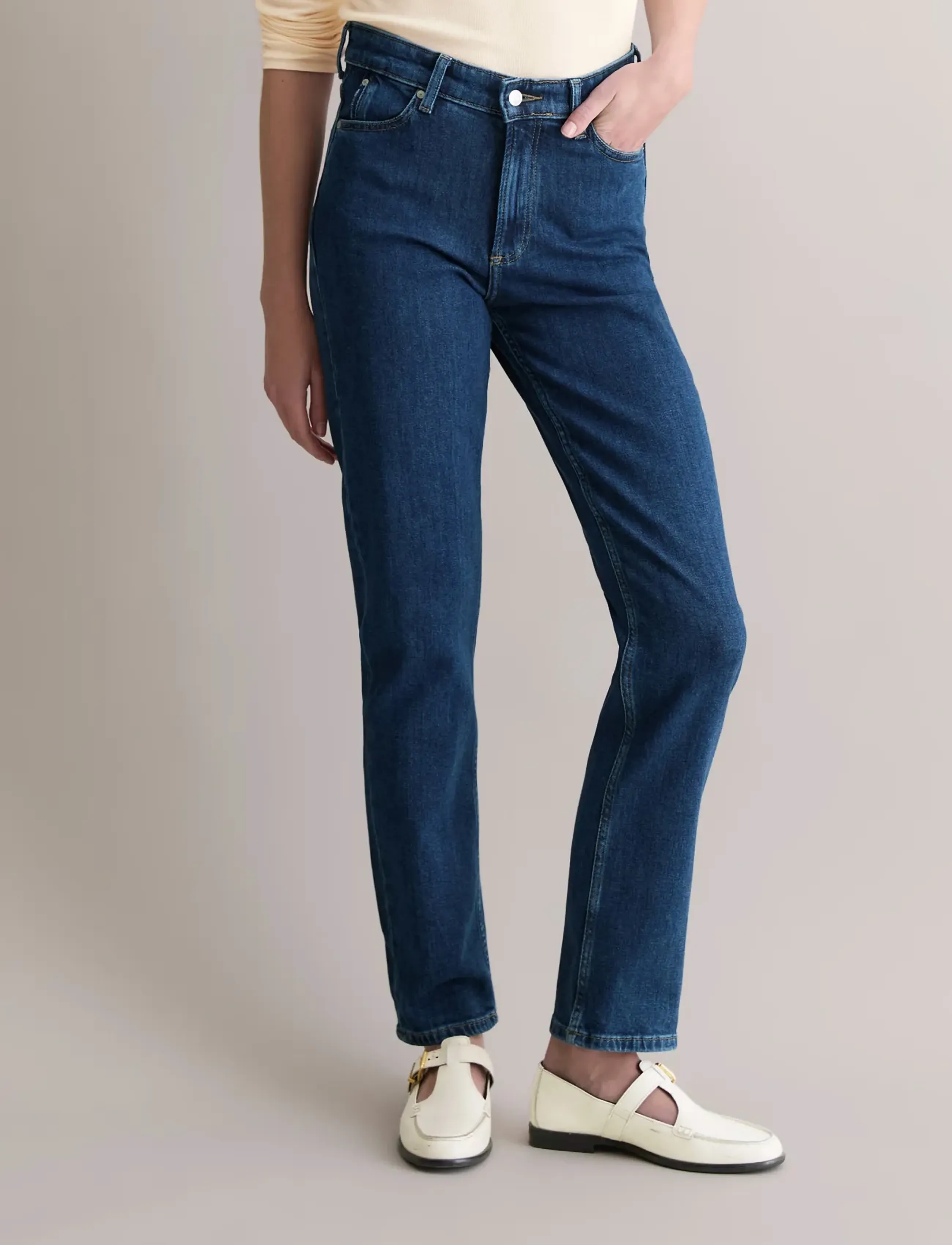 Marc O'Polo Denim Trousers, Kvinder, Højtaljede Denim Bukser, Navy, Str: 28 x 32
