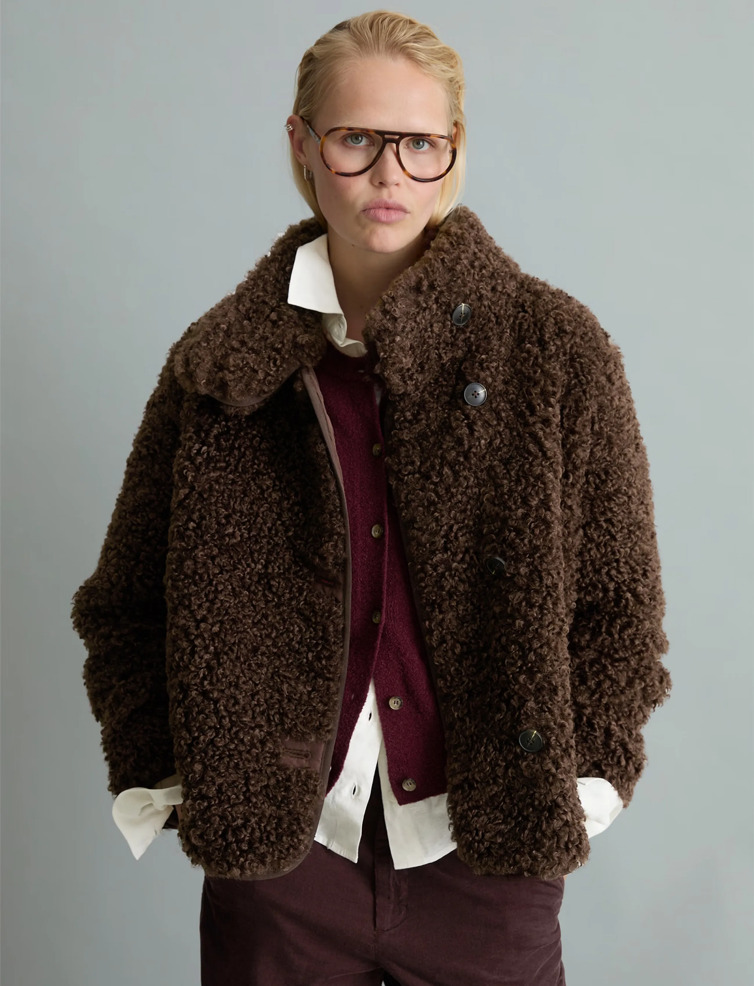 Marc O'Polo Woven Outdoor Jackets, Teddy Jacket - Kläder - ESPRESSO BROWN / brown