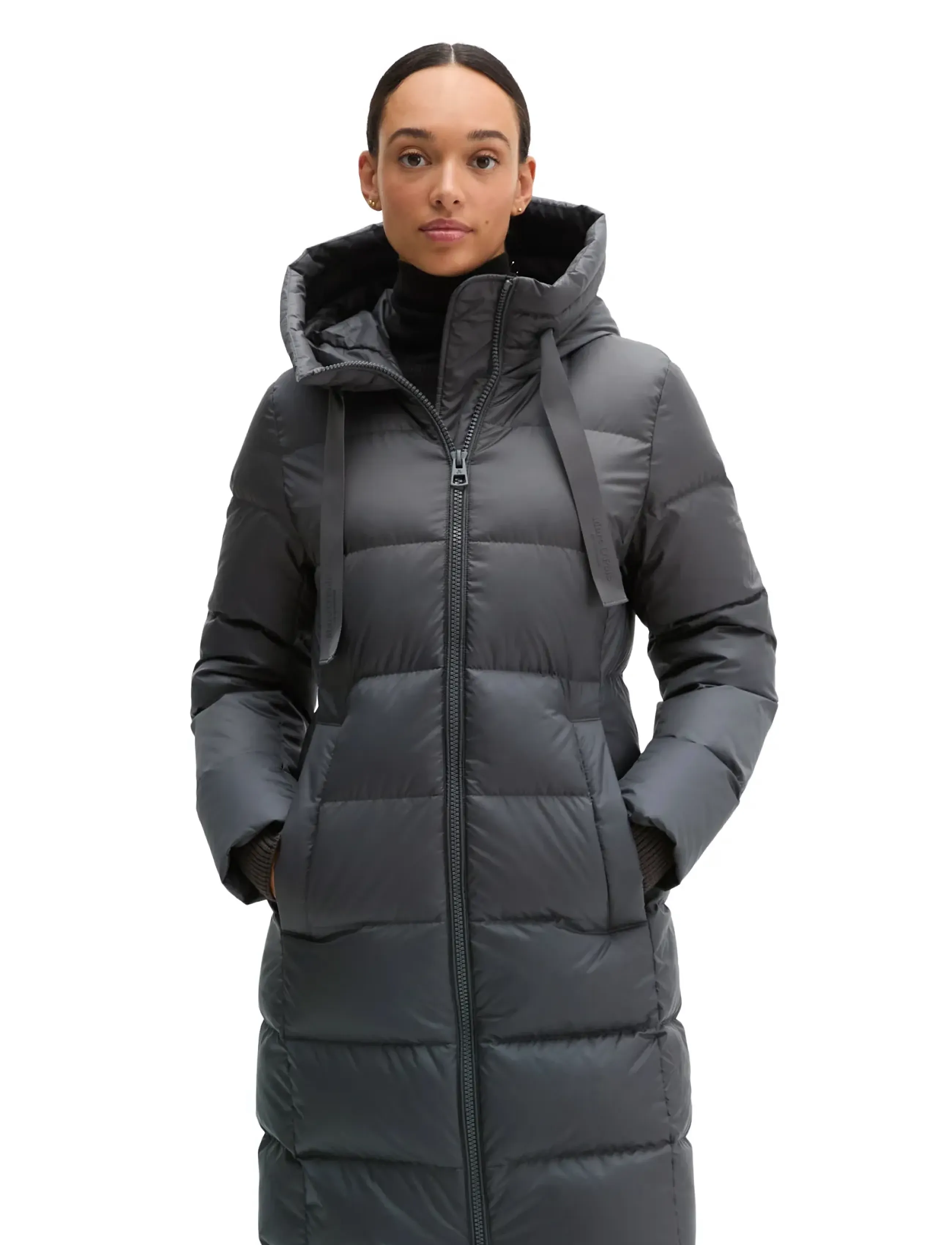 Marc O'Polo Woven Outdoor Coats, Damen, Langer Kapuzen Outdoor Steppmantel, Grau, Gr.38