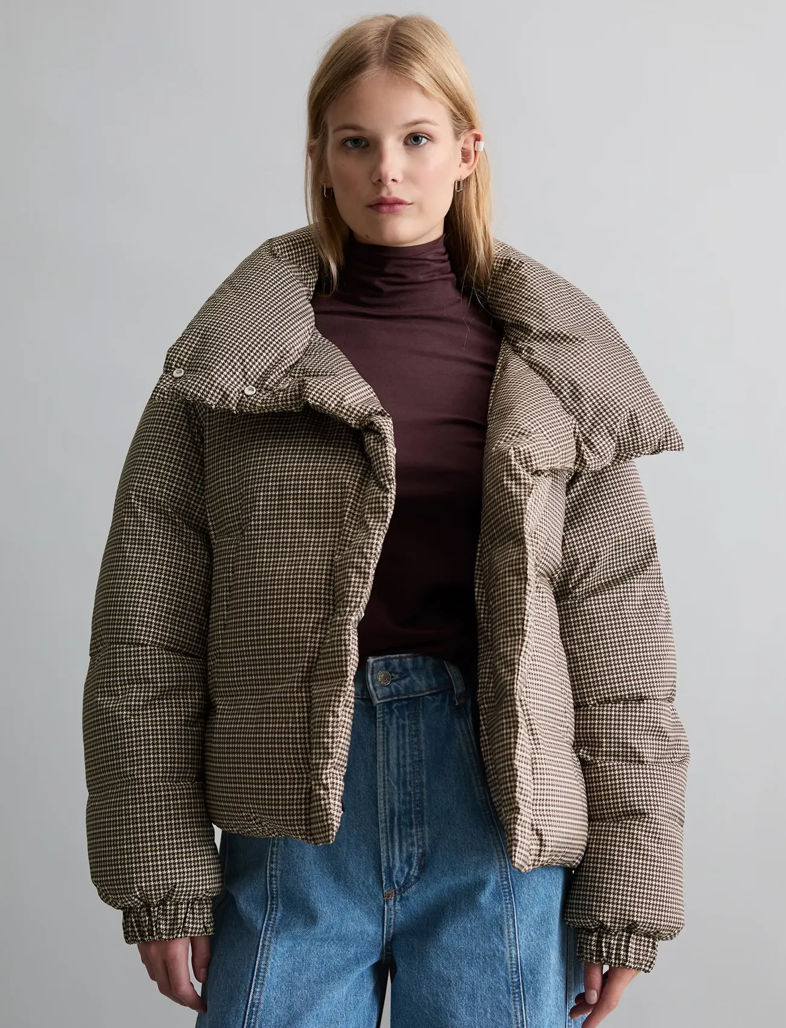 Marc O'Polo Woven Outdoor Jackets, Check Down - Marc O'Polo - LIGHT BROWN_MULTI_01 / beige