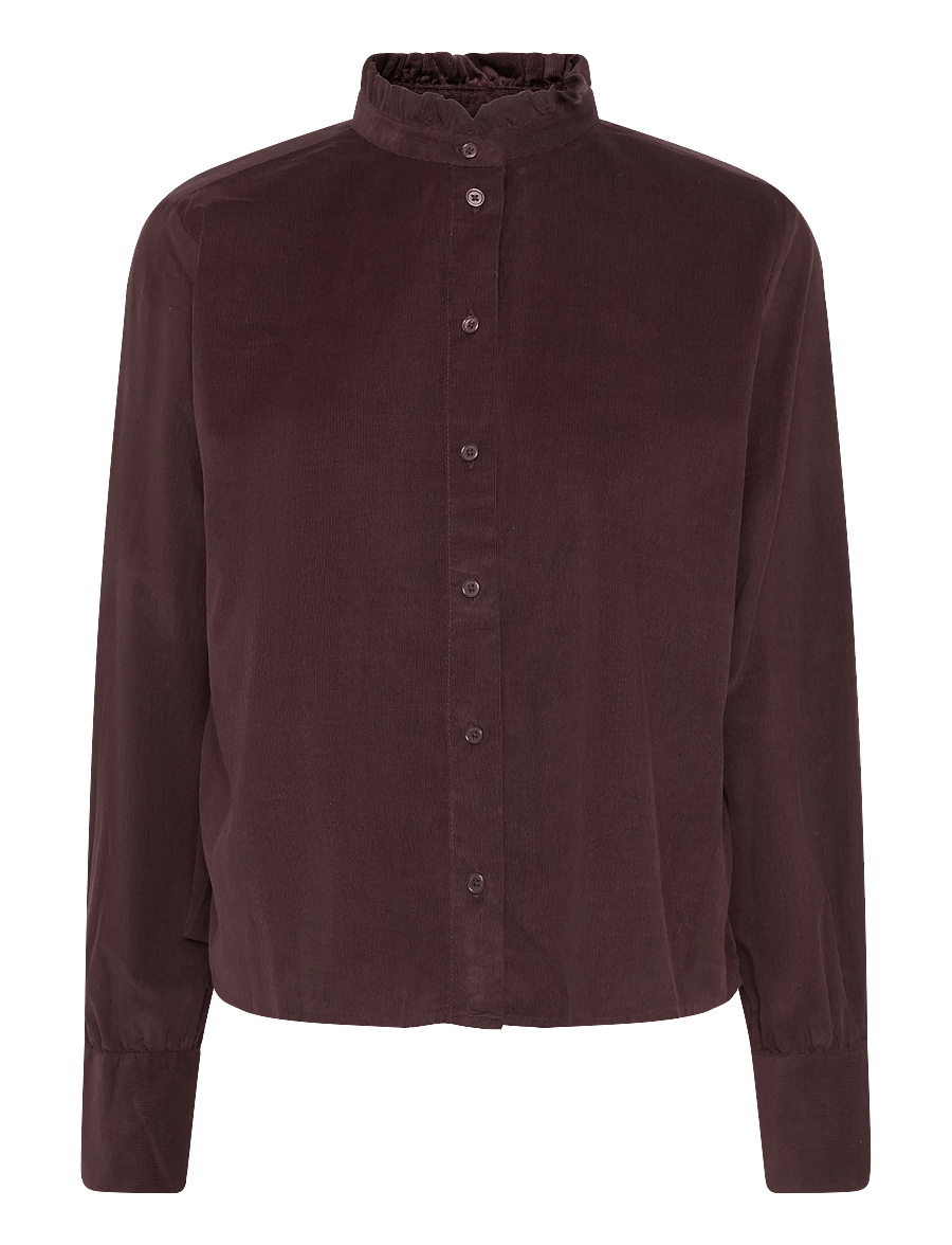 Marc O'Polo - Woven Blouse, LSL, solid - long-sleeved shirts - black cherry - 1
