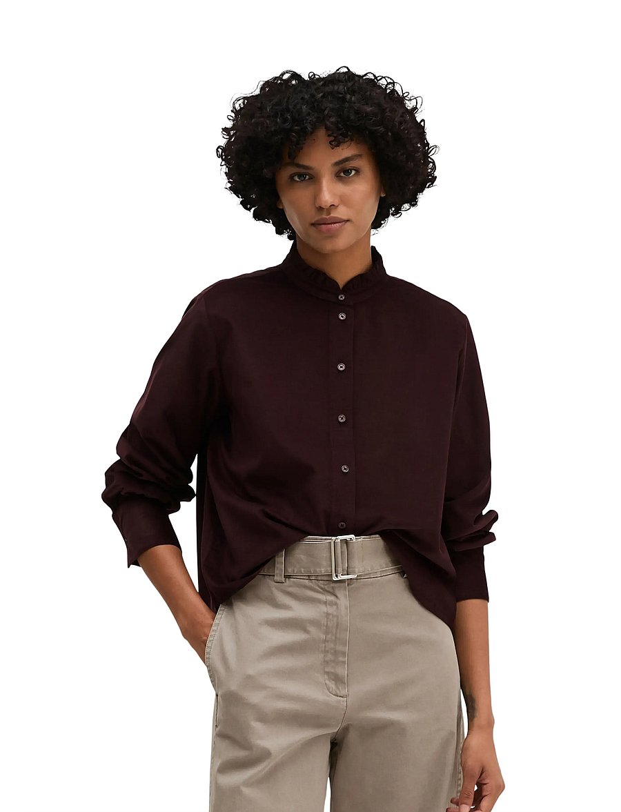Marc O'Polo - Woven Blouse, LSL, solid - langärmlige hemden - black cherry - 0