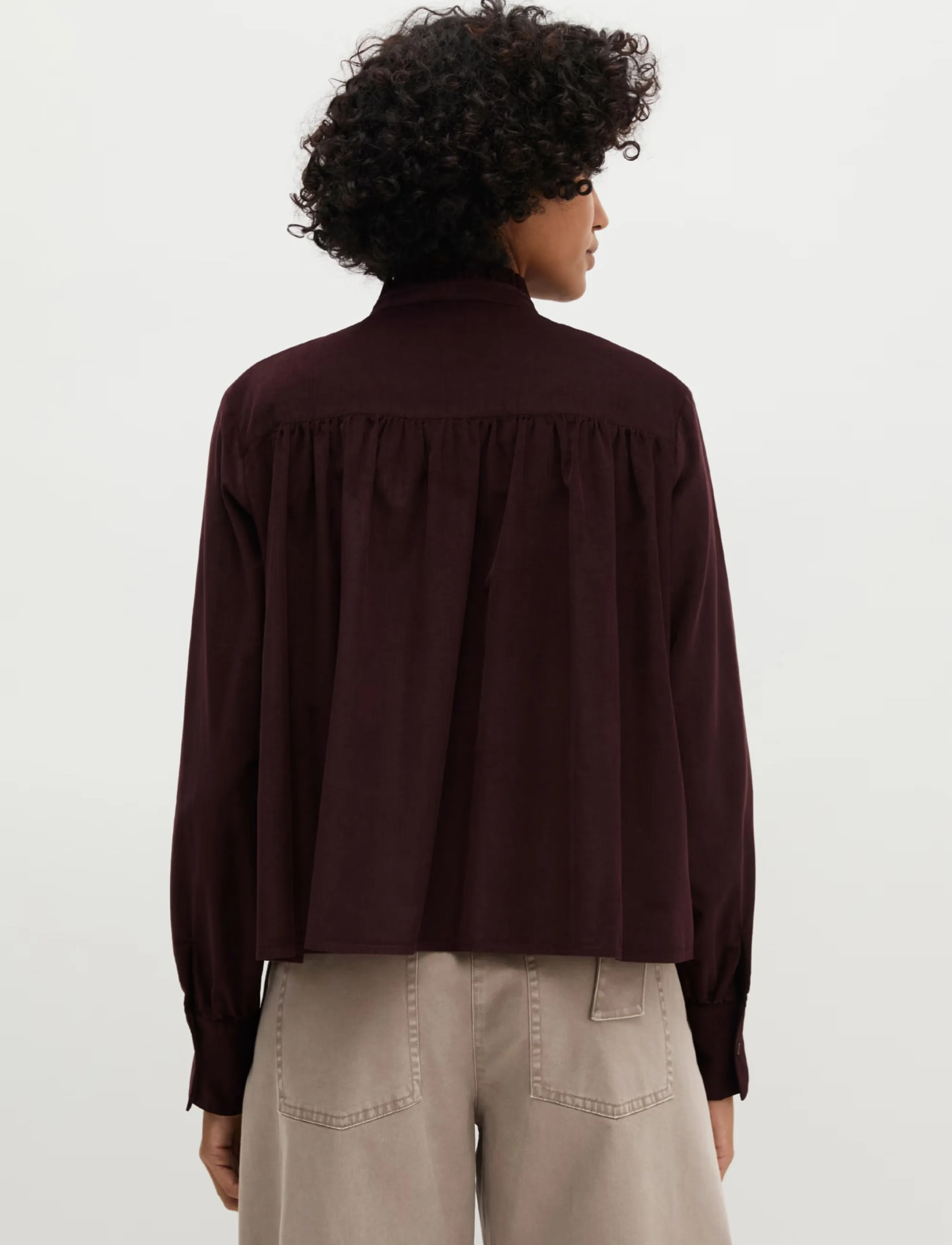 Marc O'Polo - Woven Blouse, LSL, solid - langärmlige hemden - black cherry - 2