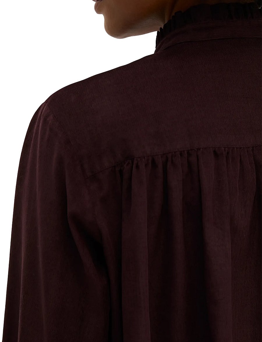 Marc O'Polo - Woven Blouse, LSL, solid - long-sleeved shirts - black cherry - 4