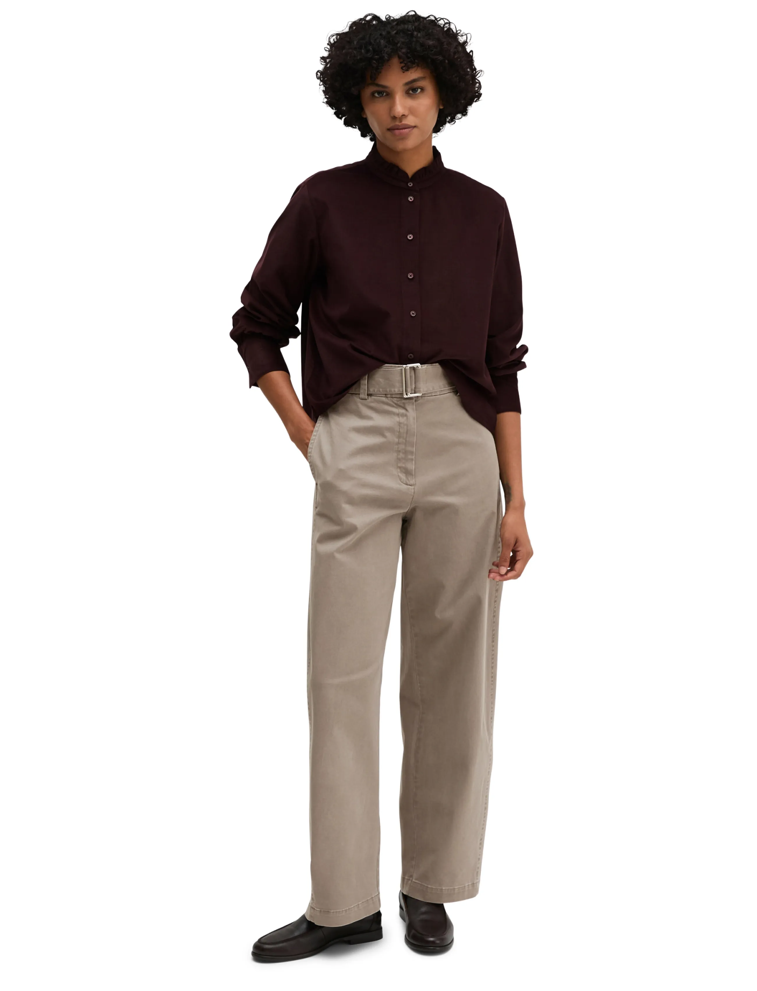 Marc O'Polo - Woven Blouse, LSL, solid - langärmlige hemden - black cherry - 4