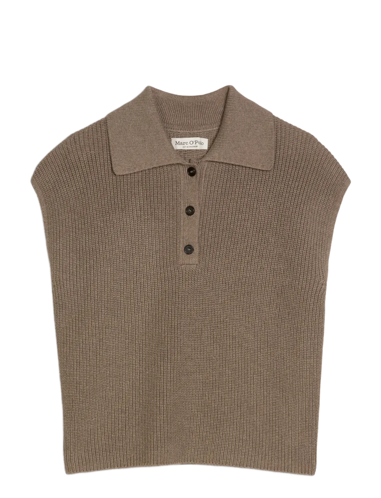 Marc O'Polo Knit Polos, SLL. Polo-Neckline - Polo Shirts - STONE TAUPE MELANGE / brown