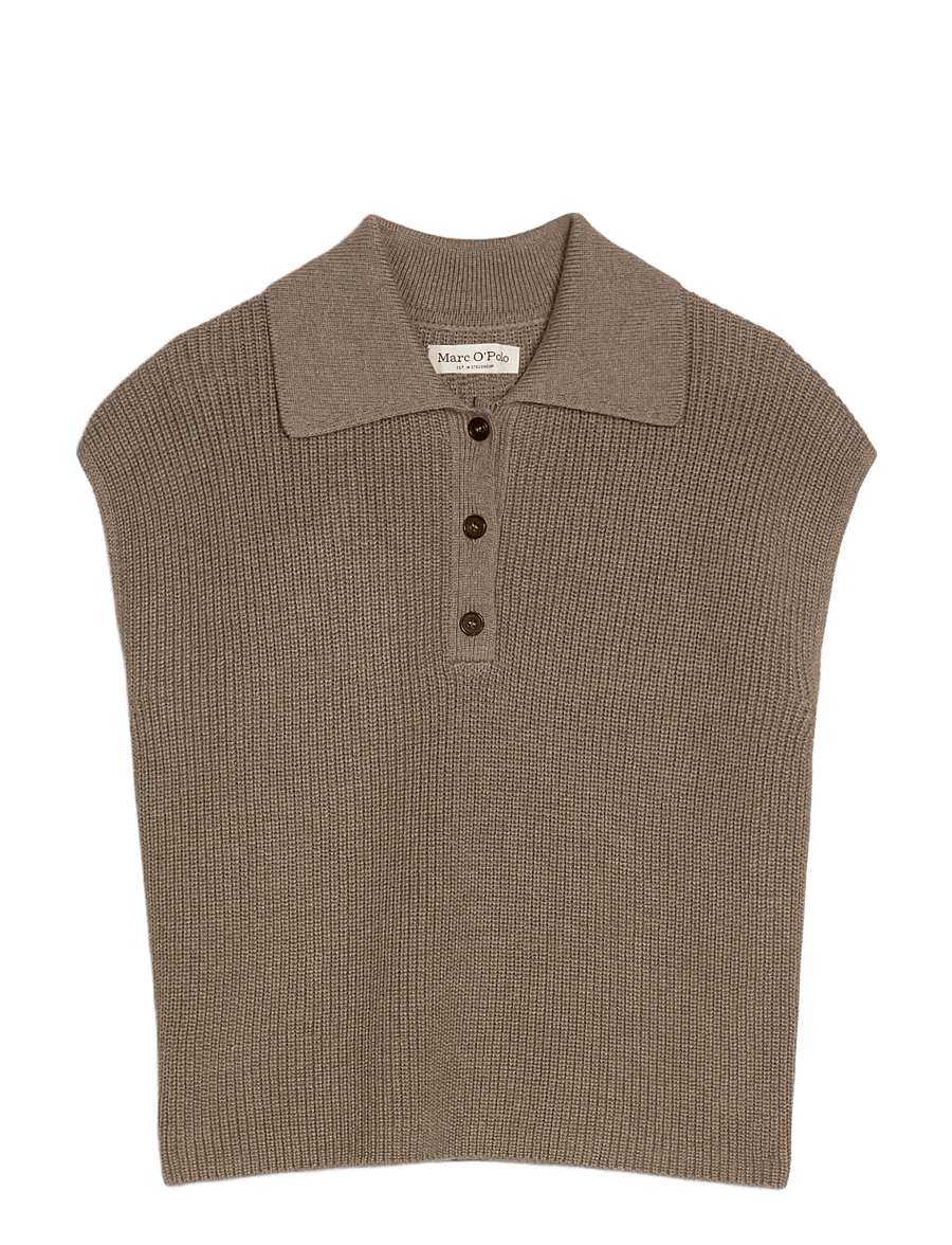 Marc O'Polo - Knit Polos, SLL. Polo-Neckline - polo shirts - stone taupe melange - 0