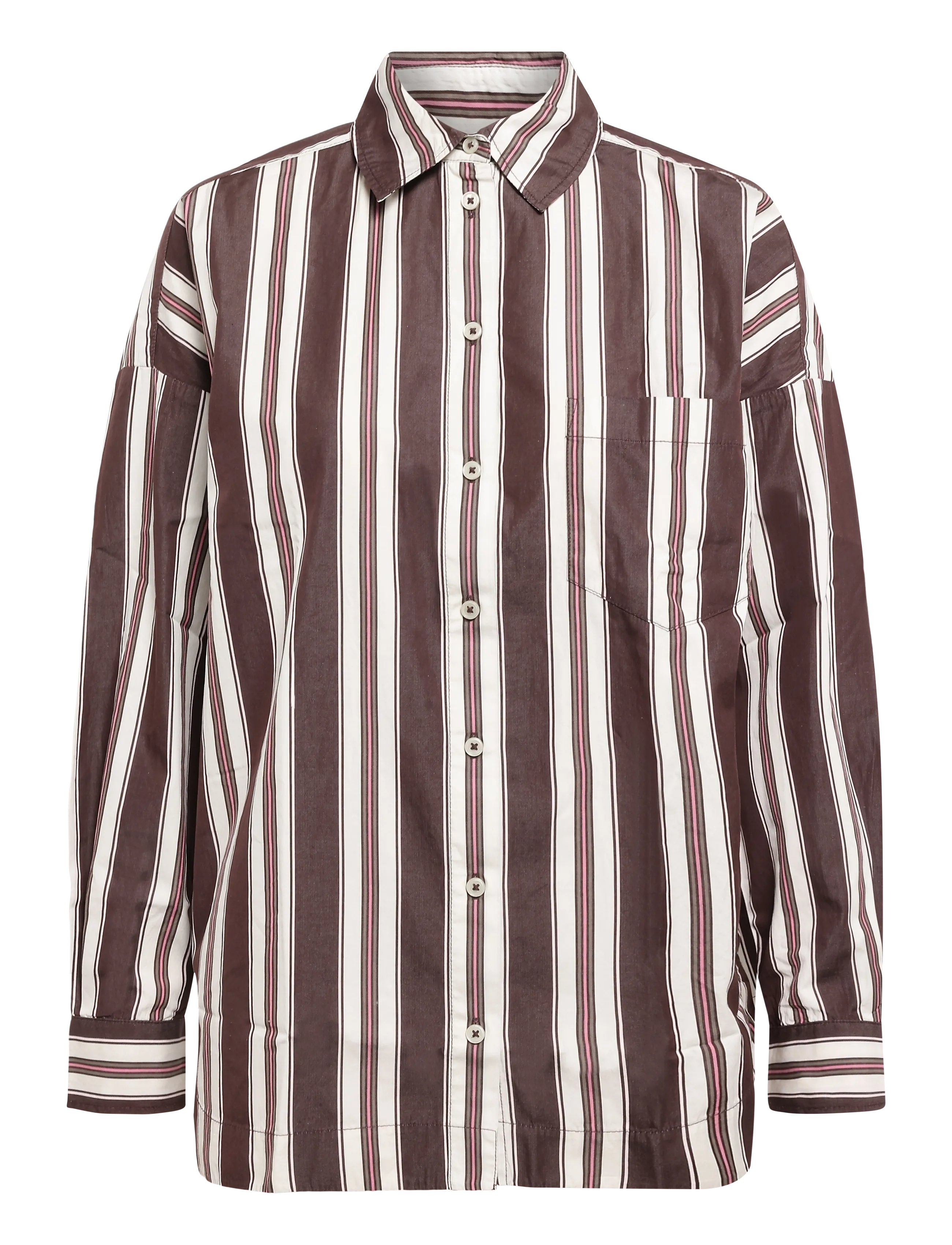 Marc O'Polo Woven Blouses LSL, Y/D Stripes - Riided - DARK RED_MULTI_01 / burgundy
