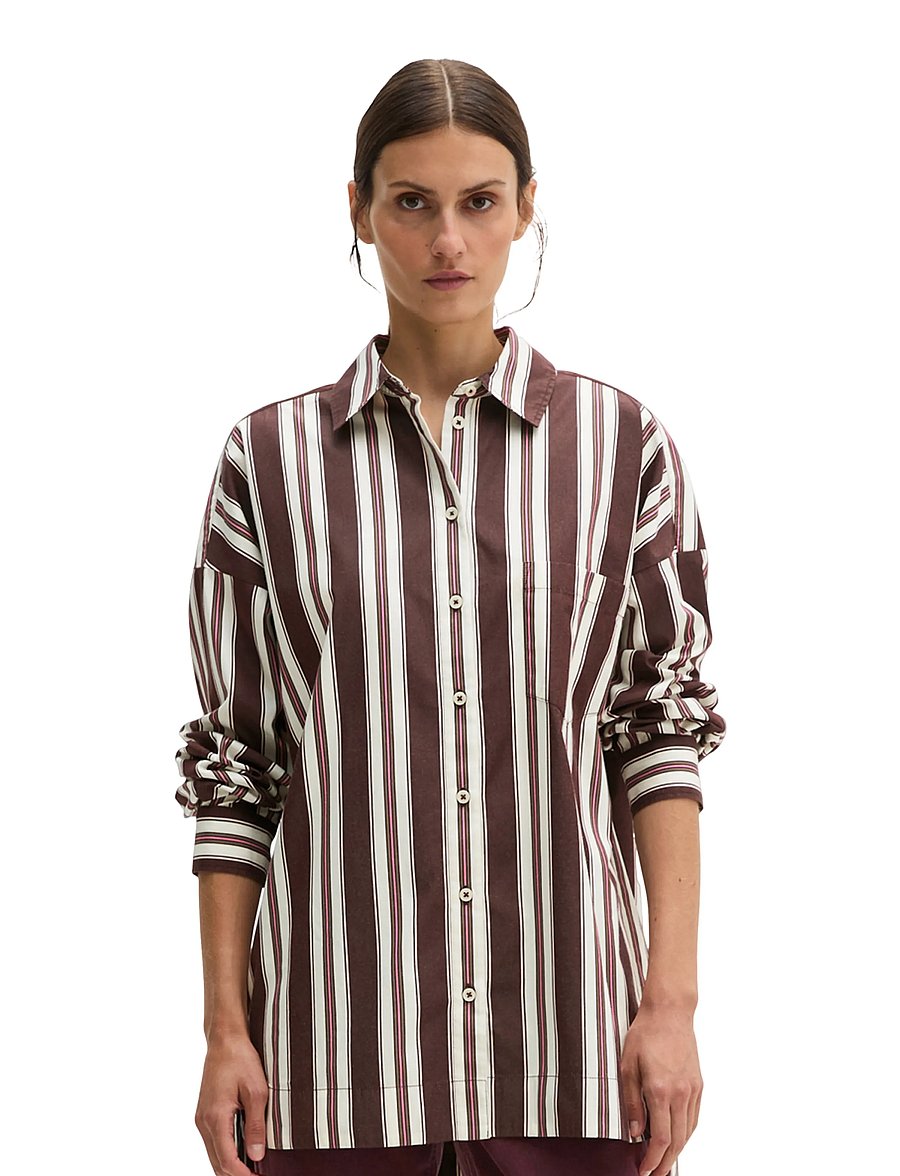 Marc O'Polo - Woven Blouses LSL, Y/D Stripes - langärmelige blusen - dark red_multi_01 - 0
