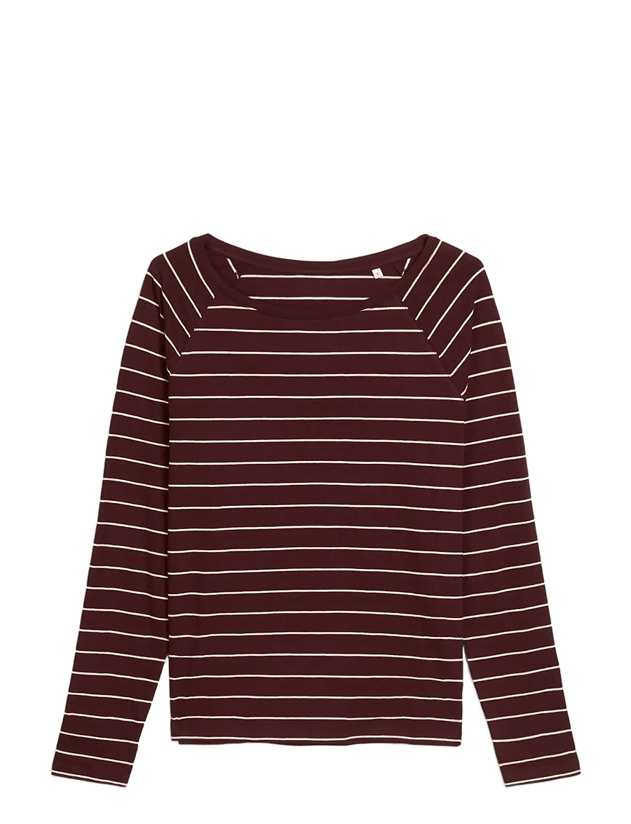 Marc O'Polo - T-Shirt, LSL, Raglan, Loose Knit, YD - langärmlige tops - dark red_multi_02 - 0