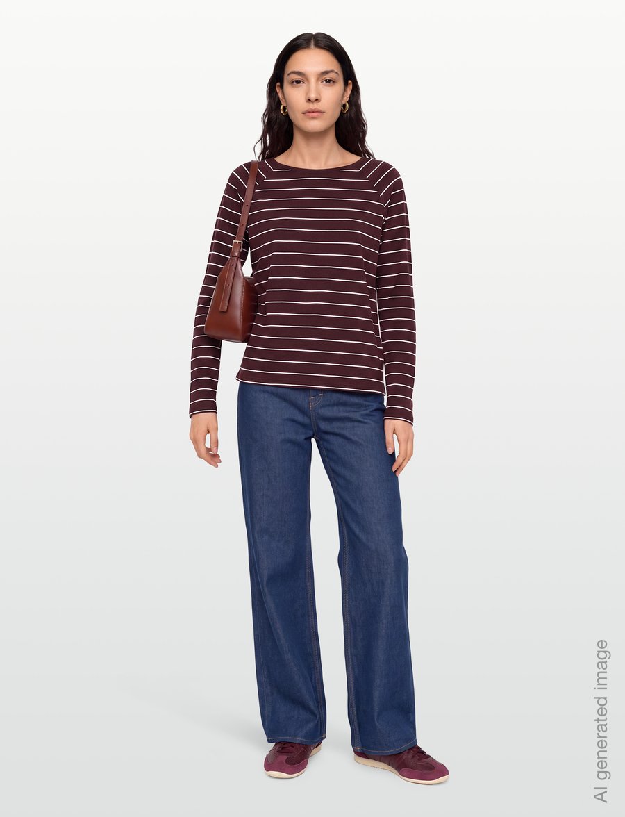 Marc O'Polo - T-Shirt, LSL, Raglan, Loose Knit, YD - långärmade toppar - dark red_multi_02 - 0