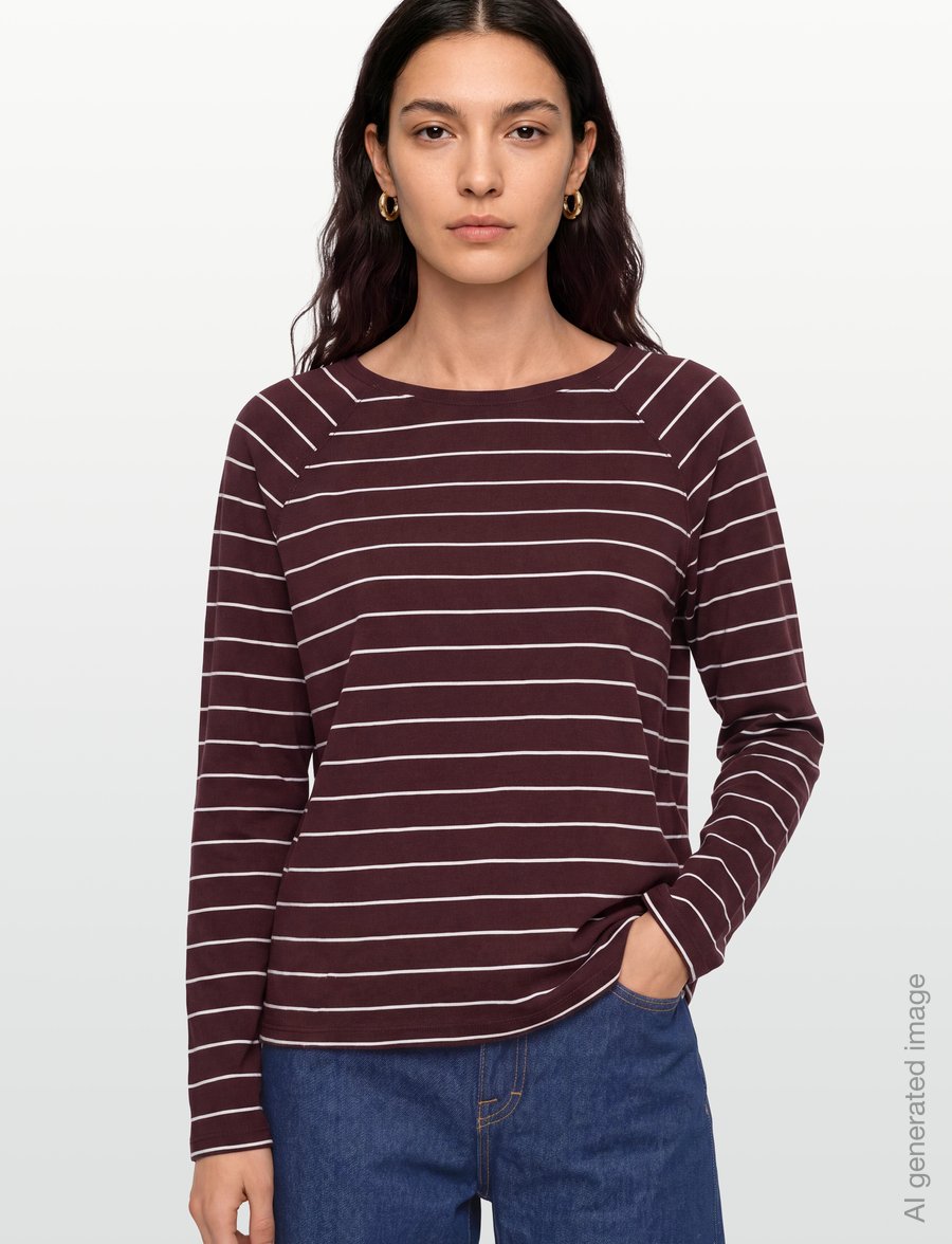 Marc O'Polo - T-Shirt, LSL, Raglan, Loose Knit, YD - långärmade toppar - dark red_multi_02 - 3