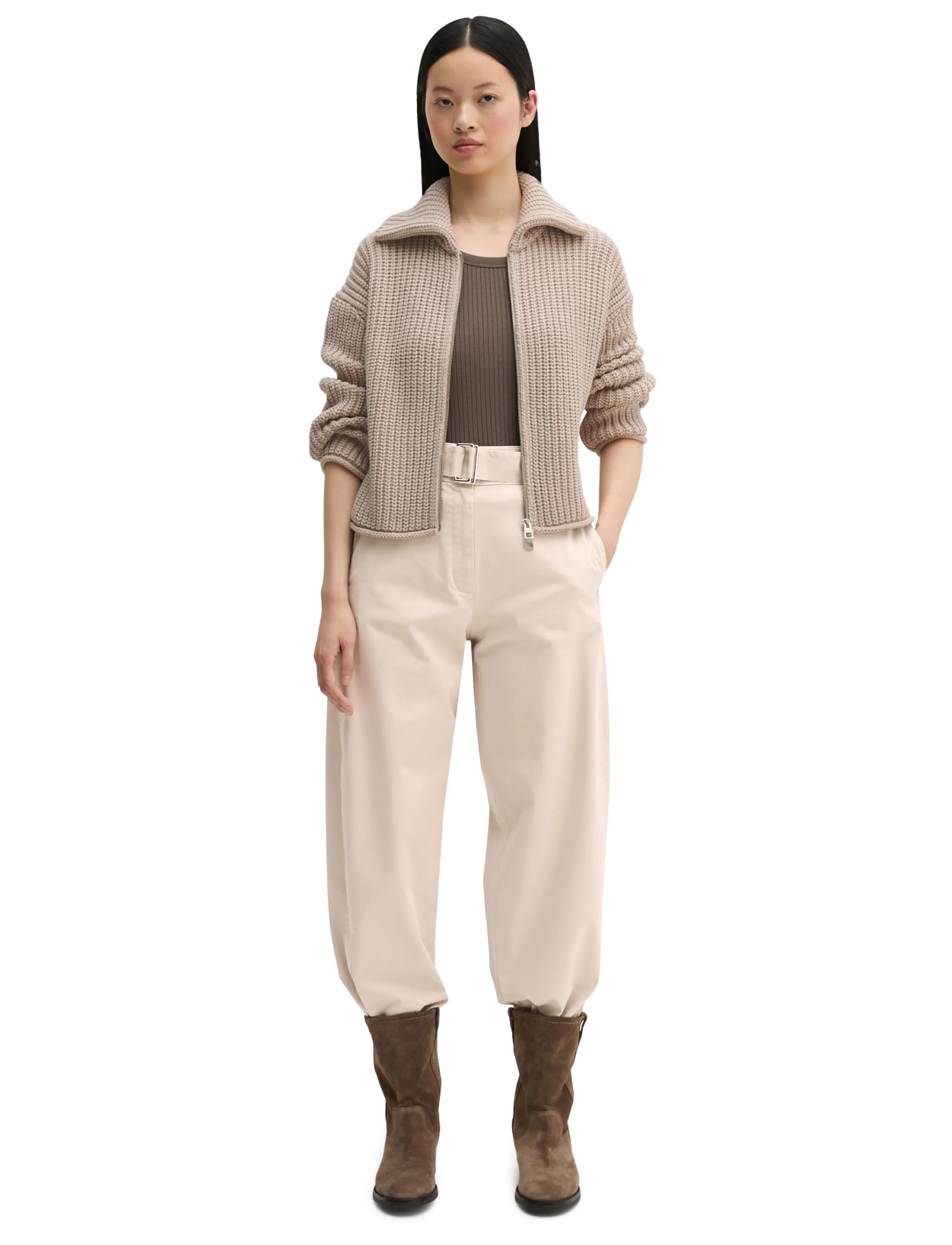 Marc O'Polo Cardigans, LSL, Collar, Zipper - Fødselsdag - NATURAL / beige