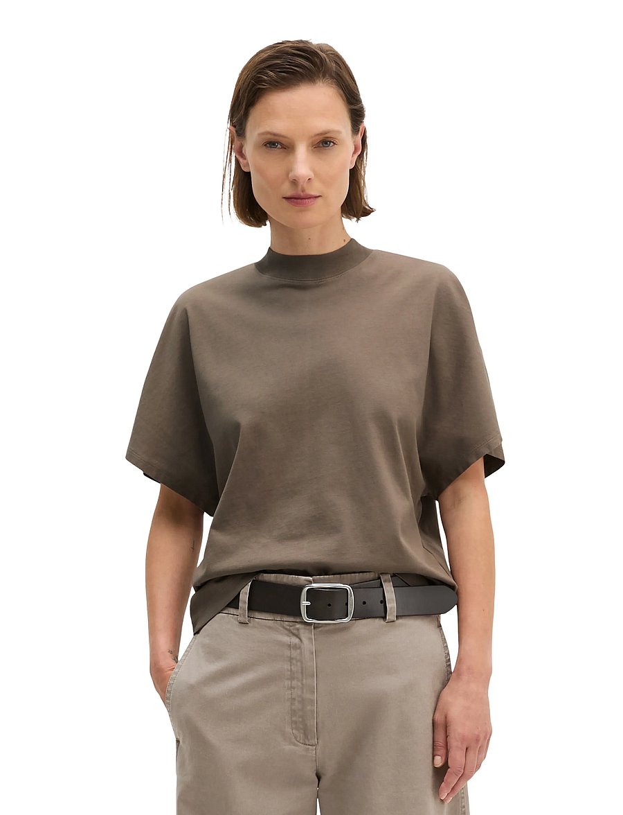 Marc O'Polo - T-Shirts Shortsleeve Mockneck - t-shirts - stone taupe - 0