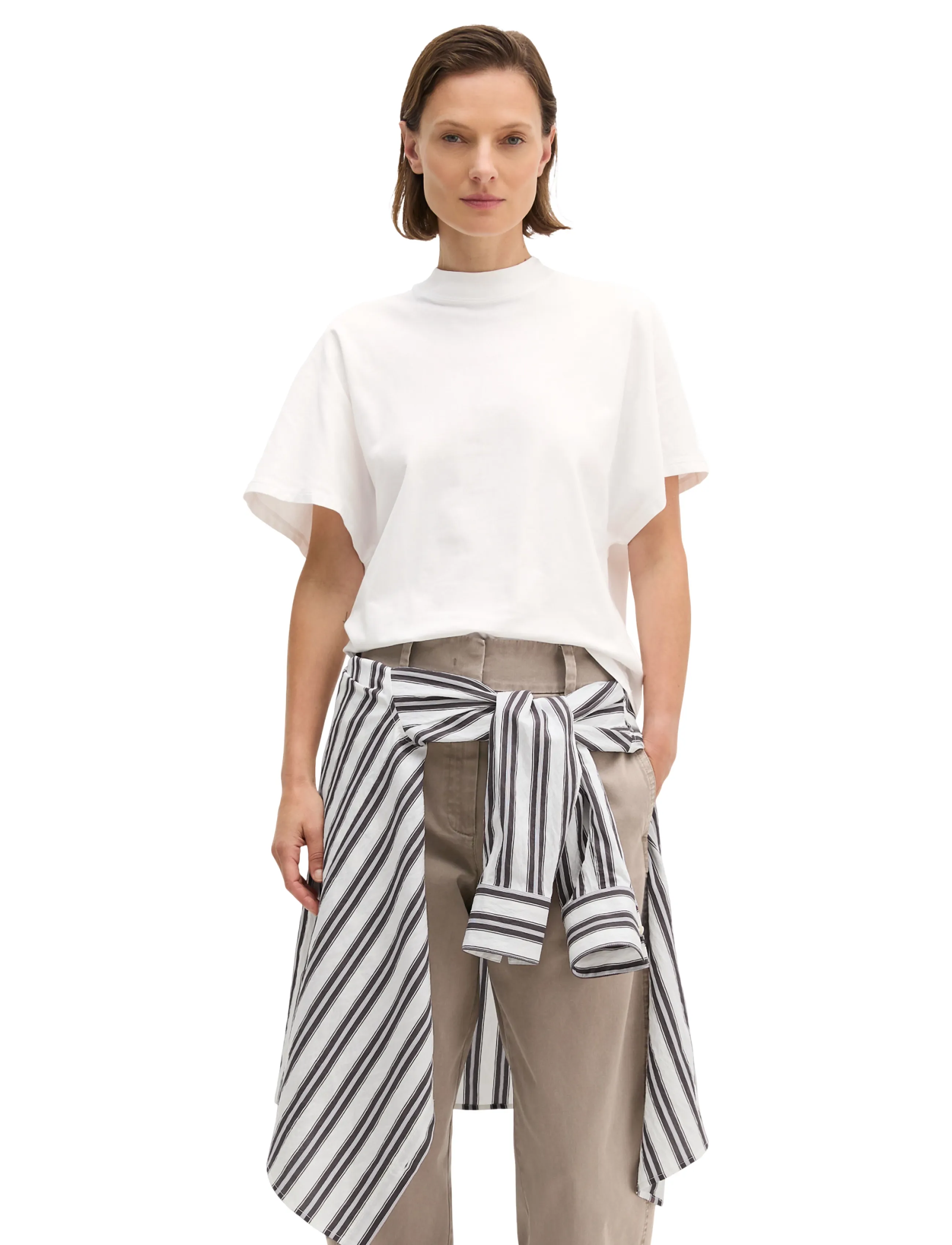 Marc O'Polo T-Shirts Shortsleeve Mockneck, S, T-shirts & Oberteile, Weiß - Short-sleeved, Frauen