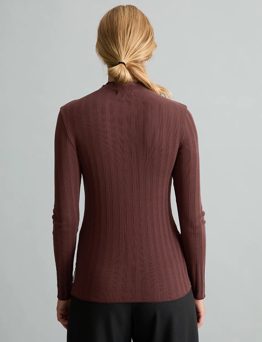 Marc O'Polo - T-Shirt, LSL, Turtleneck, Ruffles - long-sleeved tops - espresso brown - 2