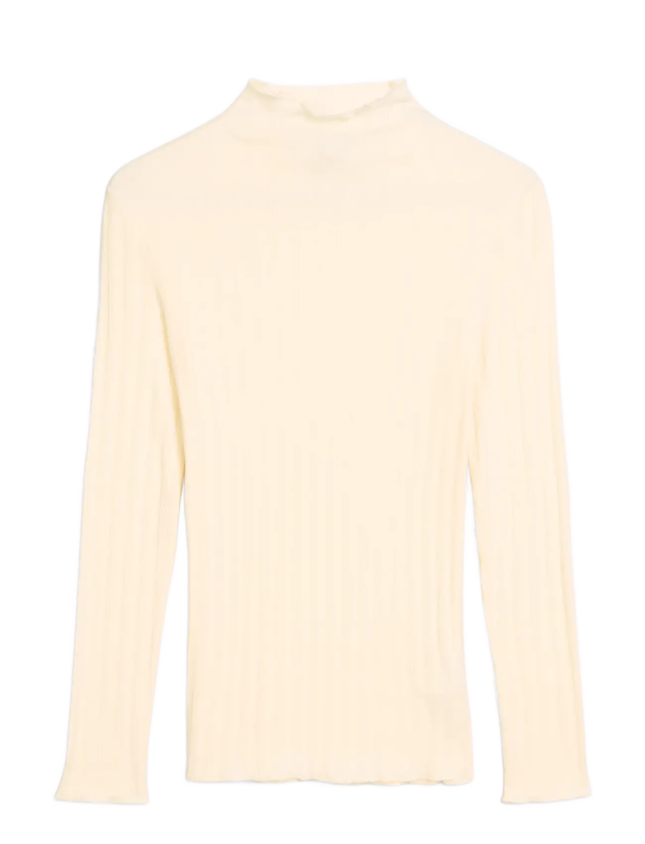 Marc O'Polo - T-Shirt, LSL, Turtleneck, Ruffles - långärmade toppar - white blush - 1