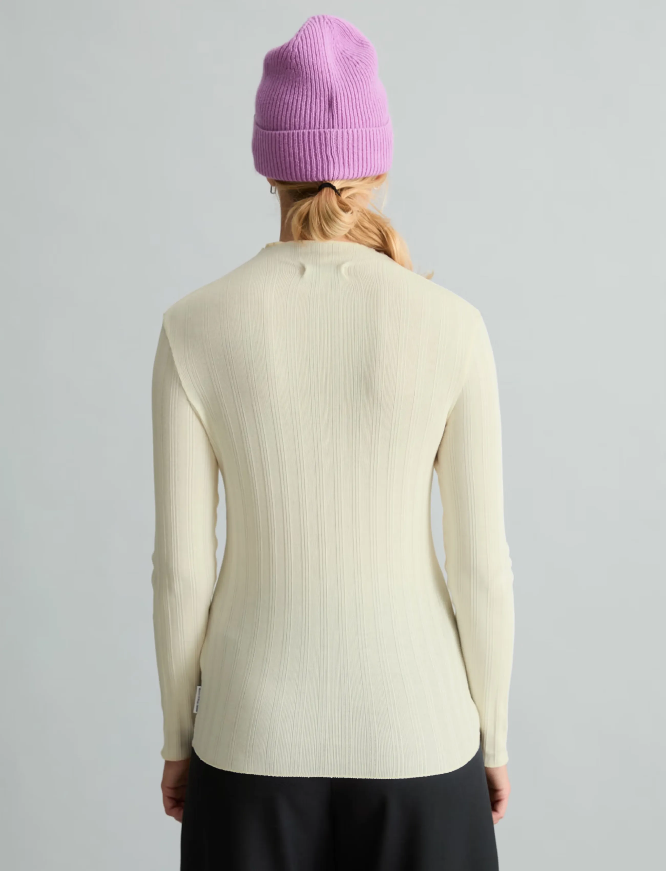 Marc O'Polo - T-Shirt, LSL, Turtleneck, Ruffles - långärmade toppar - white blush - 2