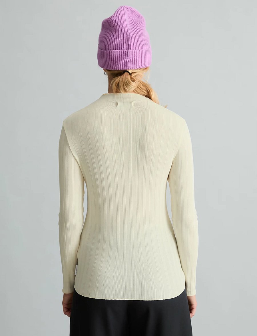 Marc O'Polo - T-Shirt, LSL, Turtleneck, Ruffles - långärmade toppar - white blush - 2