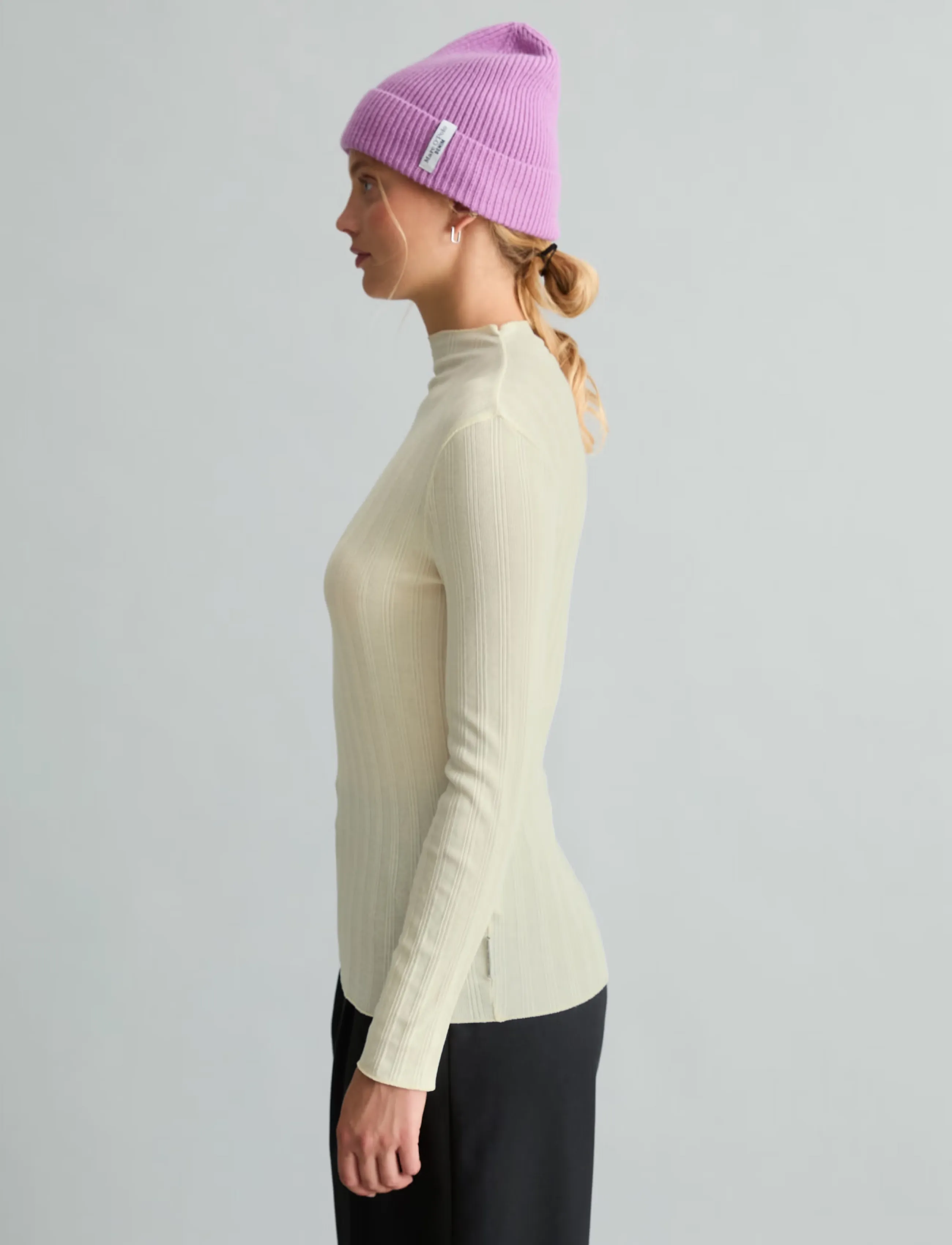 Marc O'Polo - T-Shirt, LSL, Turtleneck, Ruffles - långärmade toppar - white blush - 4