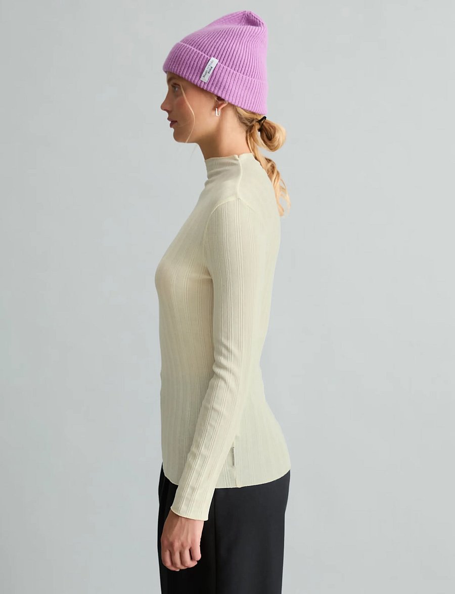 Marc O'Polo - T-Shirt, LSL, Turtleneck, Ruffles - långärmade toppar - white blush - 4