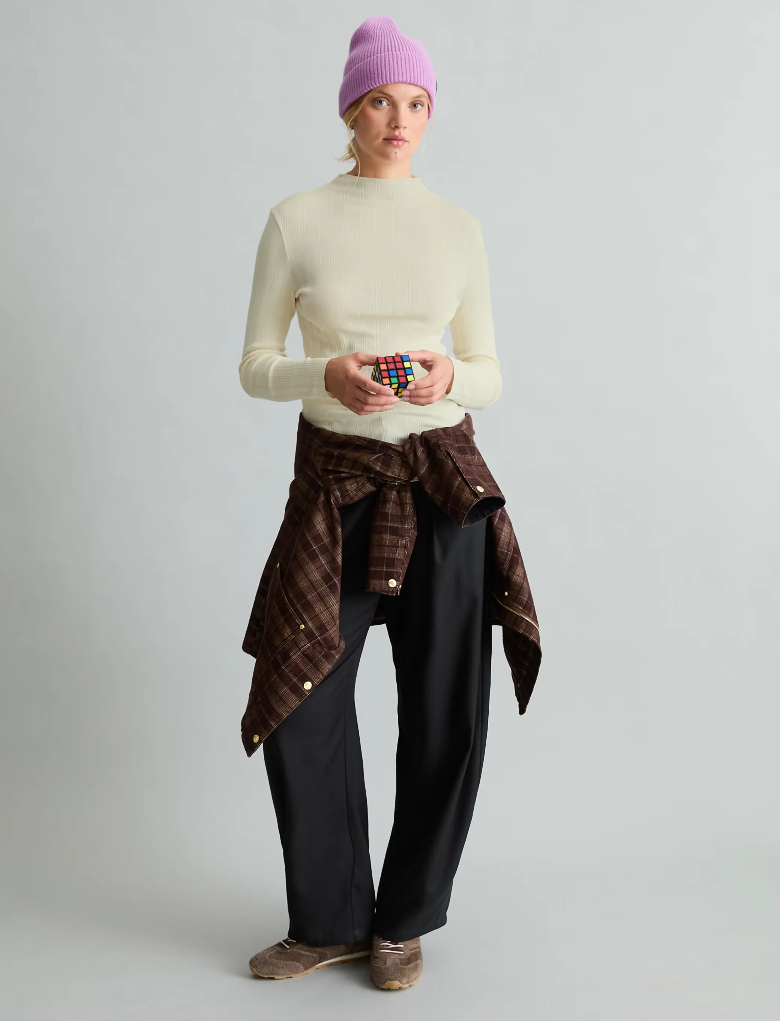 Marc O'Polo - T-Shirt, LSL, Turtleneck, Ruffles - långärmade toppar - white blush - 5