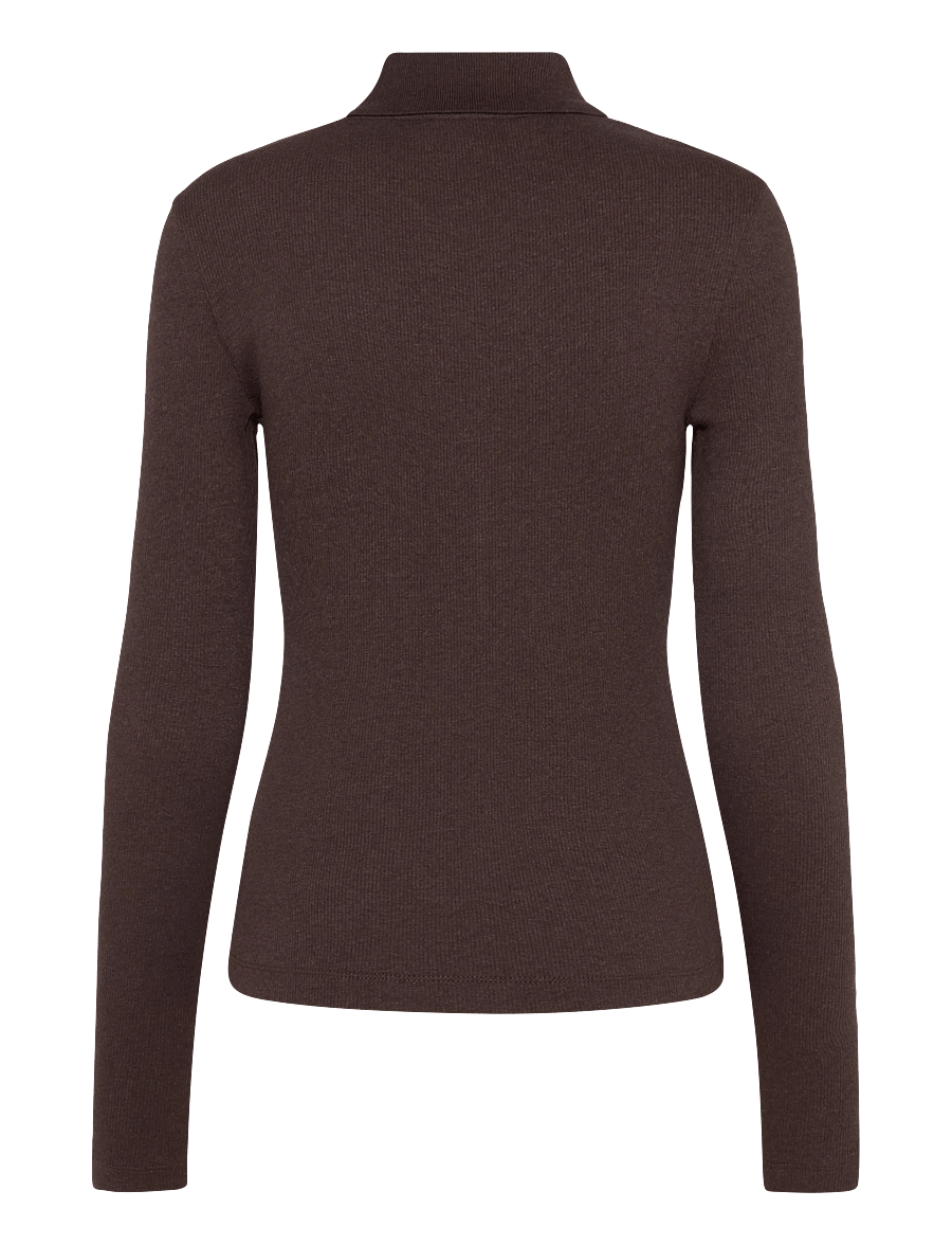 Marc O'Polo - Jersey Blouse, LSL, Polo Collar, Rib - palaidinės ilgomis rankovėmis - espresso brown - 2