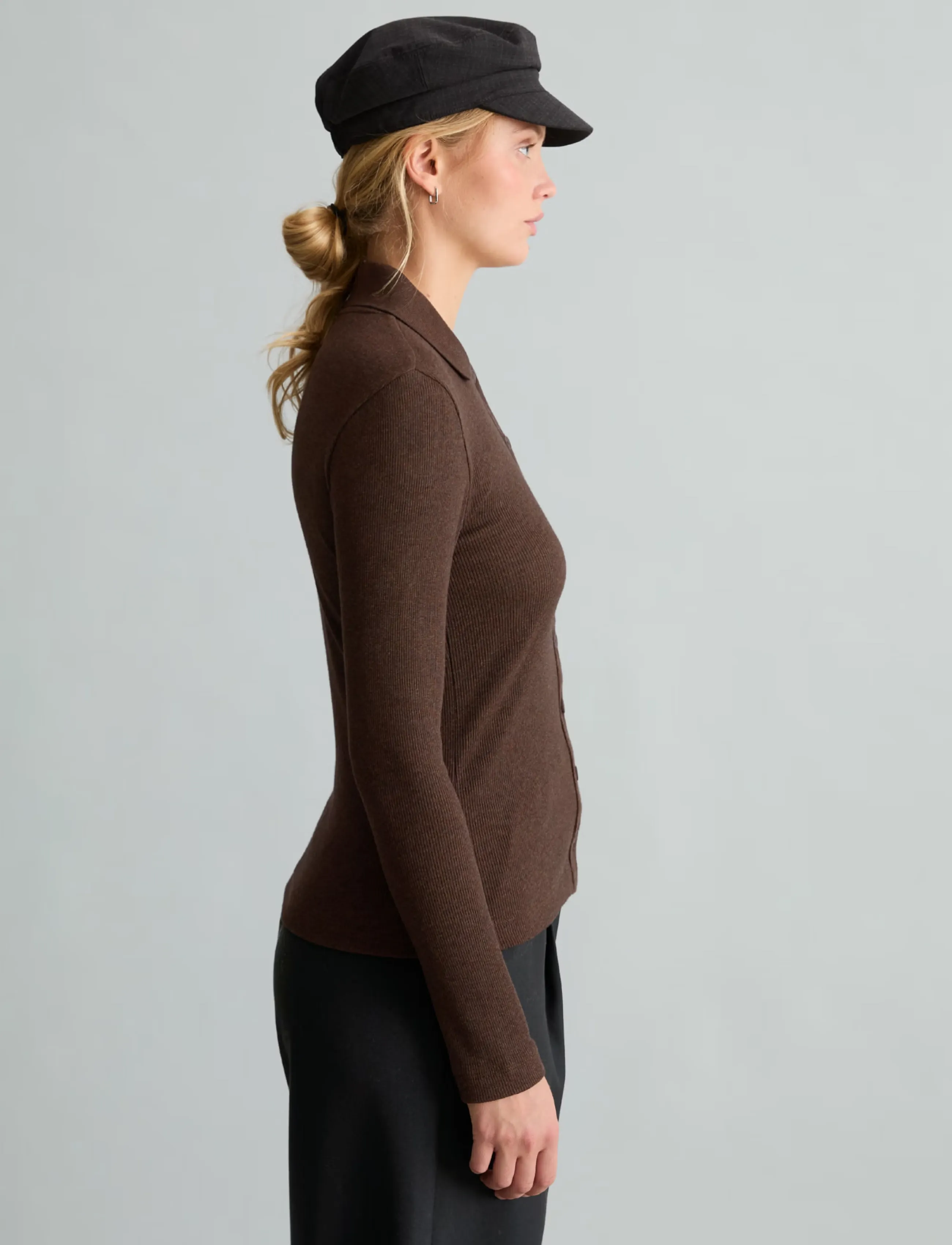 Marc OPolo Jersey Blouse, Lsl, Polo Collar, Rib blusar dam – bild 4