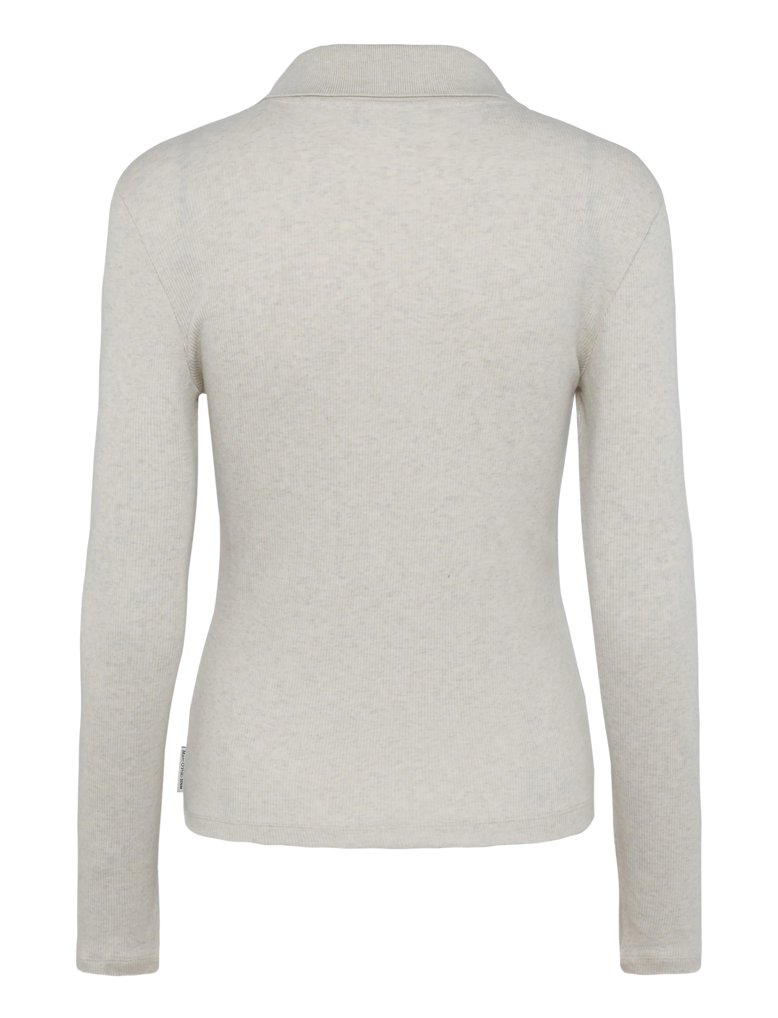 Marc O'Polo - Jersey Blouse, LSL, Polo Collar, Rib - långärmade blusar - white blush - 2